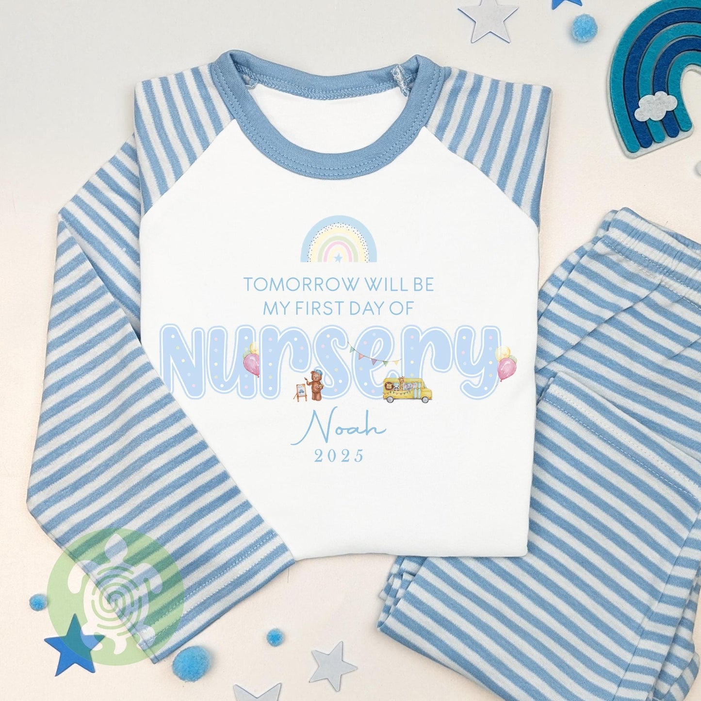 Personalised Starting Reception Outfit, First day School Children's' Pyjamas, School Day, Blue Pyjamas, First Day of Nursery Night before