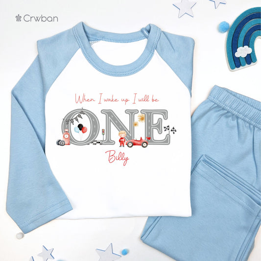 Watercolour Race Car Any Age Personalised Kids Outfit, Birthday Morning Racing Set, Custom Name Cotton Clothing Se, Tight-fitting style