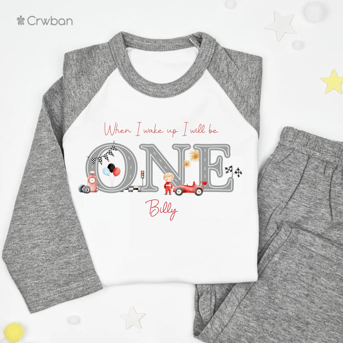 Watercolour Race Car Any Age Birthday Pyjamas, Children Toddler, Personalised Pjs, Birthday Pyjamas, 1st 2nd Birthday, Two Fast, Fast One