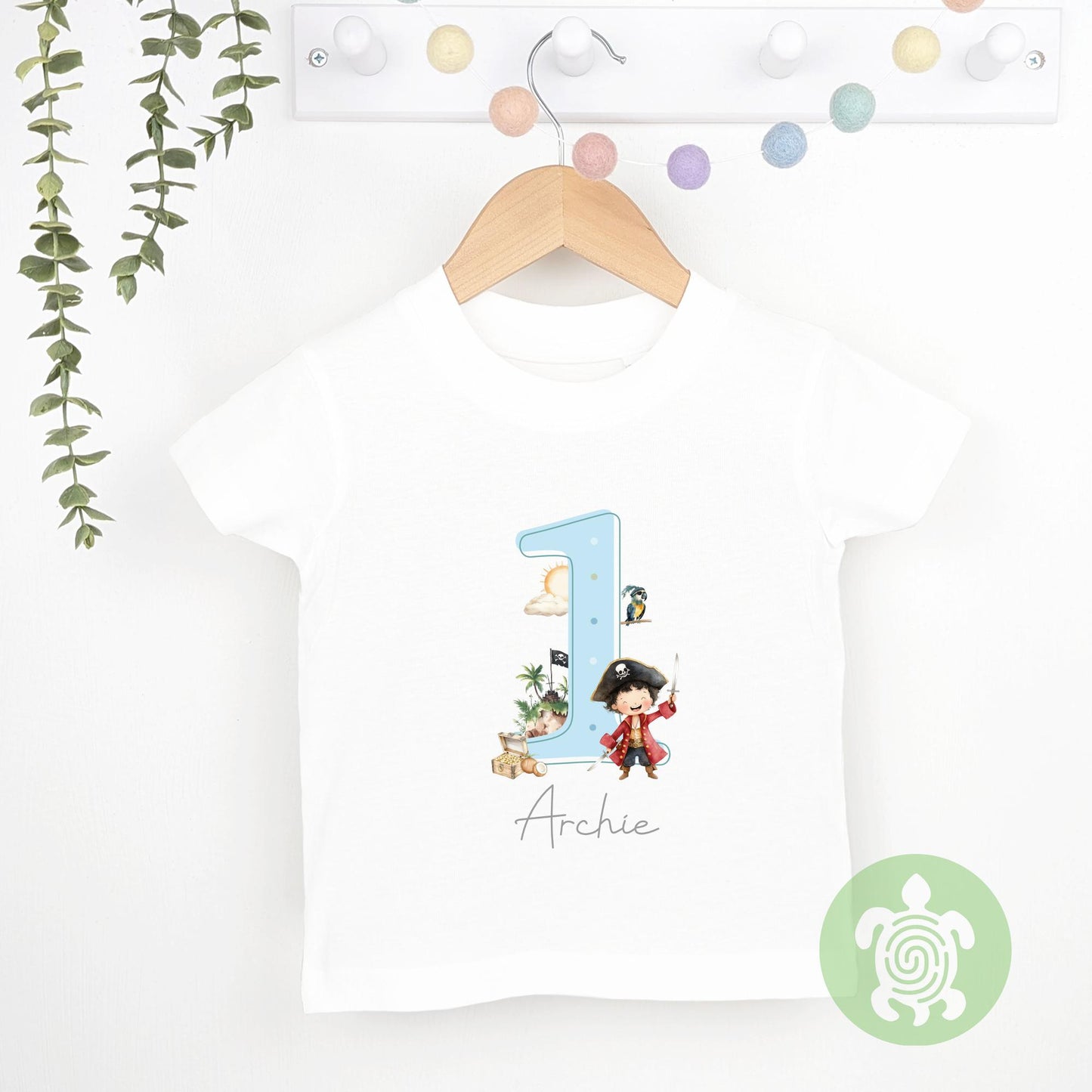 Personalised Blue Pirate Birthday Children's T-shirt, 1st, 2nd, 3rd Birthday Party Outfit, Childs Clothing, Printed Birthday Sweatshirt, Top