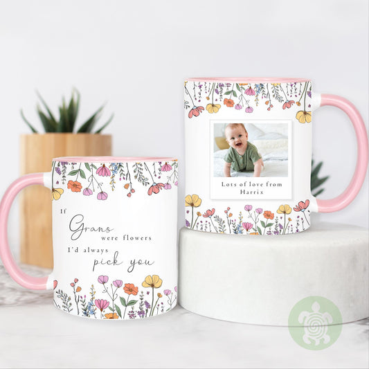 Personalised If.. Were Flowers Mug and Coaster Gift, Gifts for Mums, Gifts for Nanny, Gifts for Aunite, Customised Photo, Memorable Keepsake