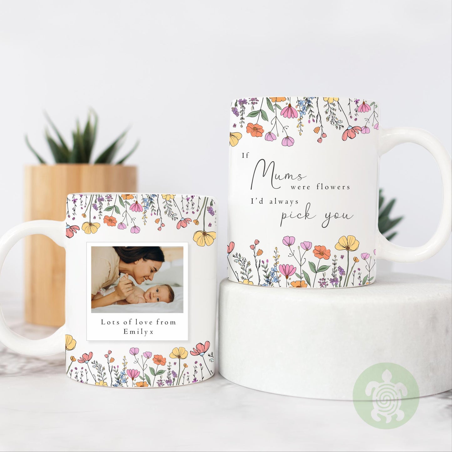 Personalised If.. Were Flowers Mug and Coaster Gift, Gifts for Mums, Gifts for Nanny, Gifts for Aunite, Customised Photo, Memorable Keepsake