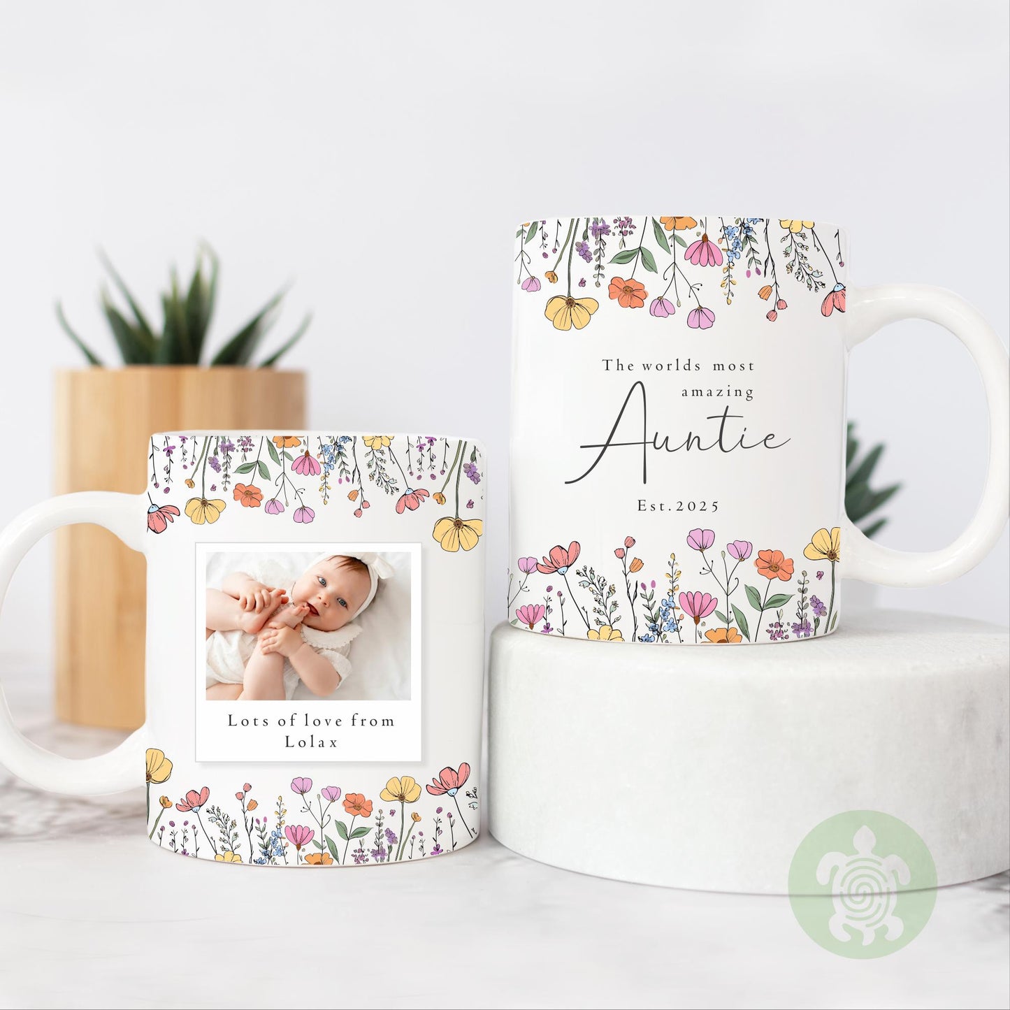 Personalised The Worlds Most Flowers Mug and Coaster Gift, Gifts for Mums Nanny, Gifts for Auntie, Customised Photo, Memorable Keepsake