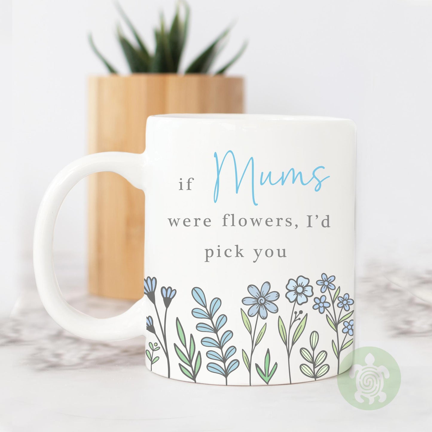 Personalised If ... Were Flowers I'd Pick You, Mug and Coaster Gift, Gifts for Mums Nanny, Gifts for Auntie, Memory, Keepsake, Present