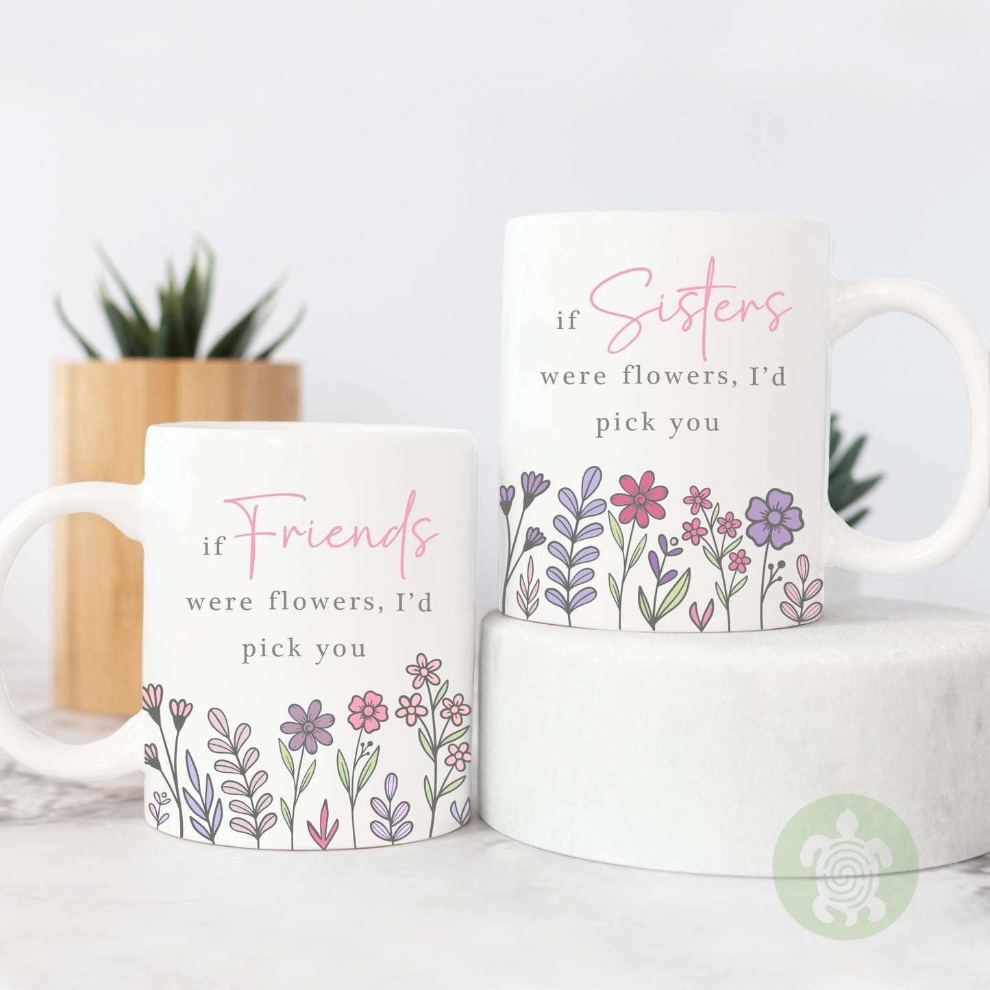 Personalised If ... Were Flowers I'd Pick You, Mug and Coaster Gift, Gifts for Mums Nanny, Gifts for Auntie, Memory, Keepsake, Present