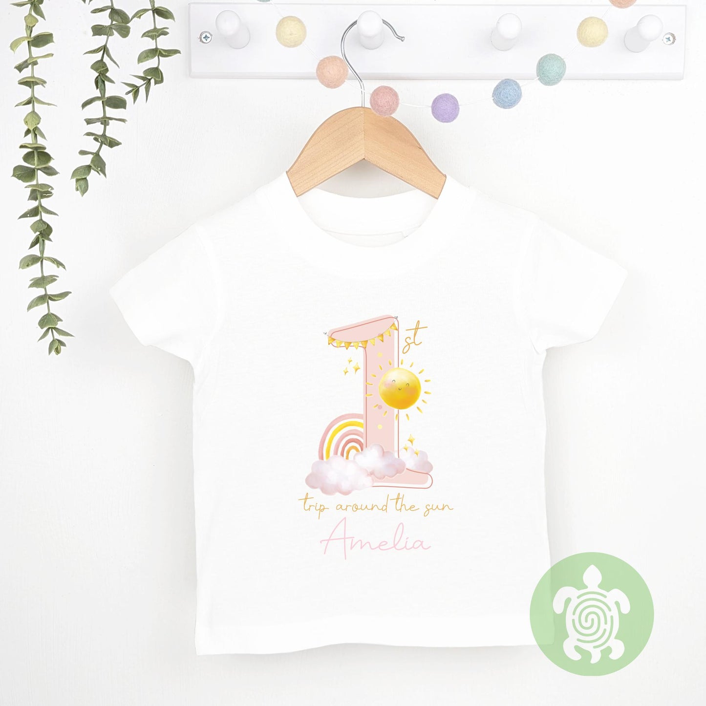 Personalised Pink First Trip Around the Sun, Sunshine Embroidered Birthday Dusty Pink Fleece Dungarees, 1st Party Outfit, Birthday Outfit