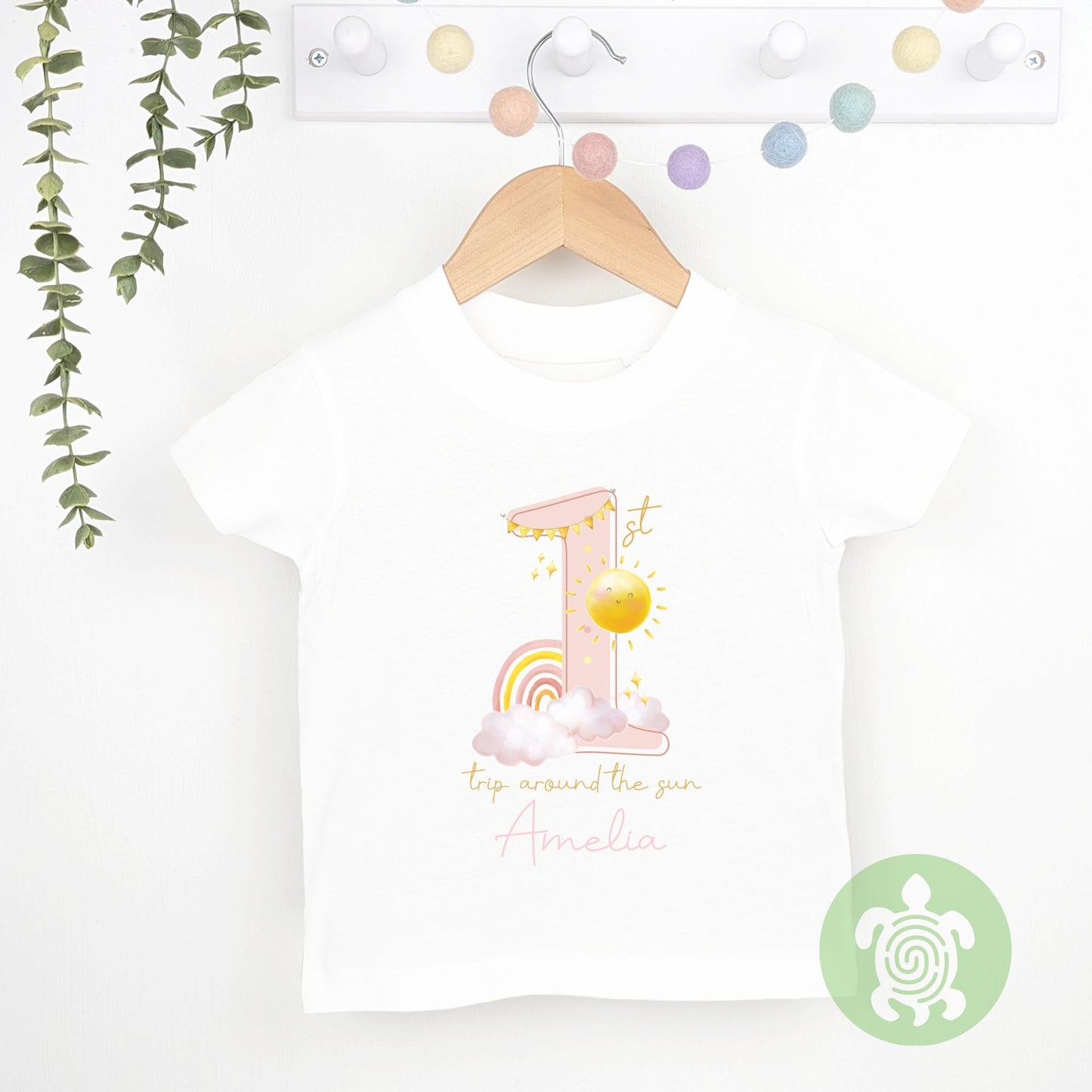 Personalised Pink First Trip Around the Sun, Sunshine Embroidered Birthday Dusty Pink Fleece Dungarees, 1st Party Outfit, Birthday Outfit