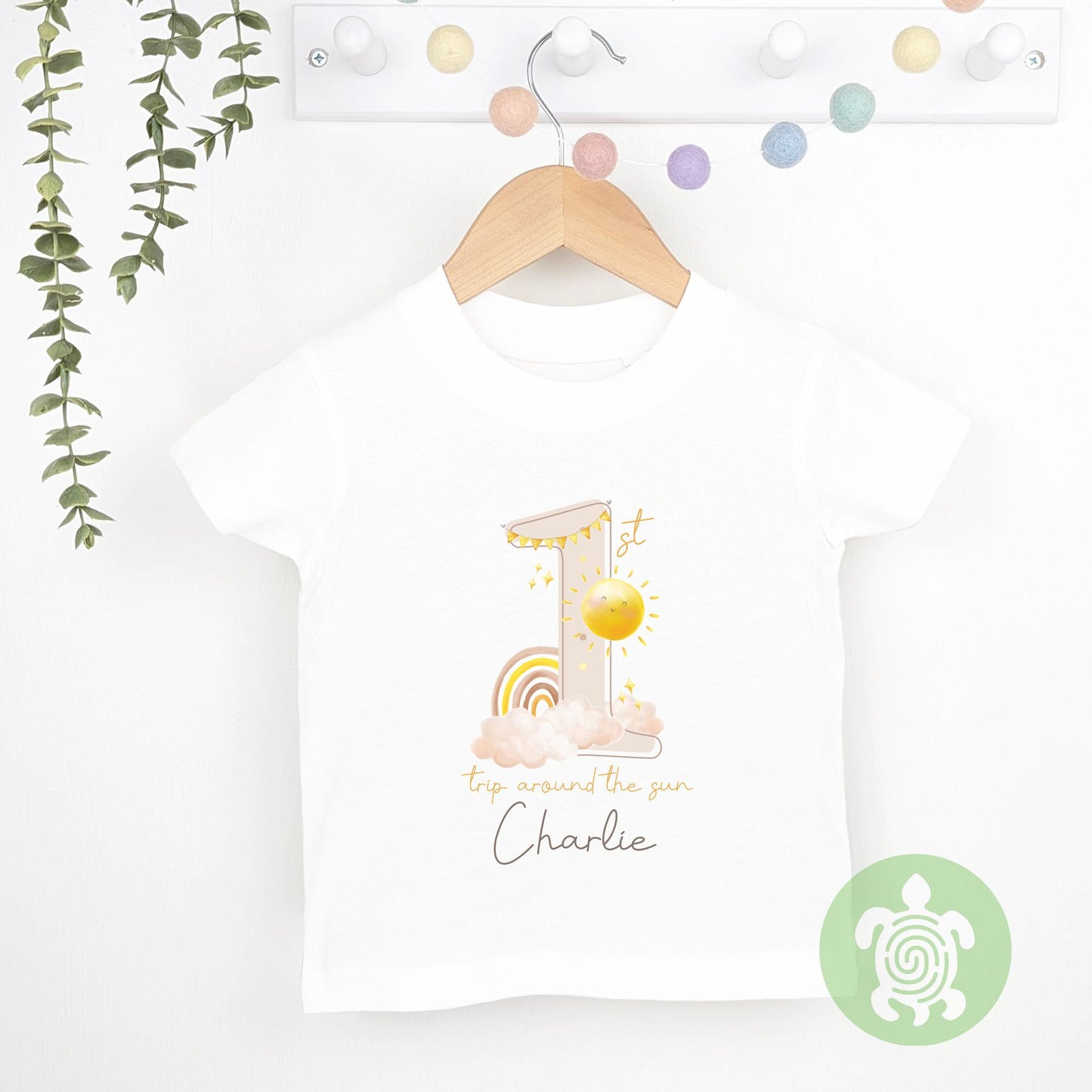 Personalised Beige First Trip Around the Sun, Sunshine Embroidered Birthday Tan Fleece Dungarees, 1st Party Outfit, Birthday Outfit