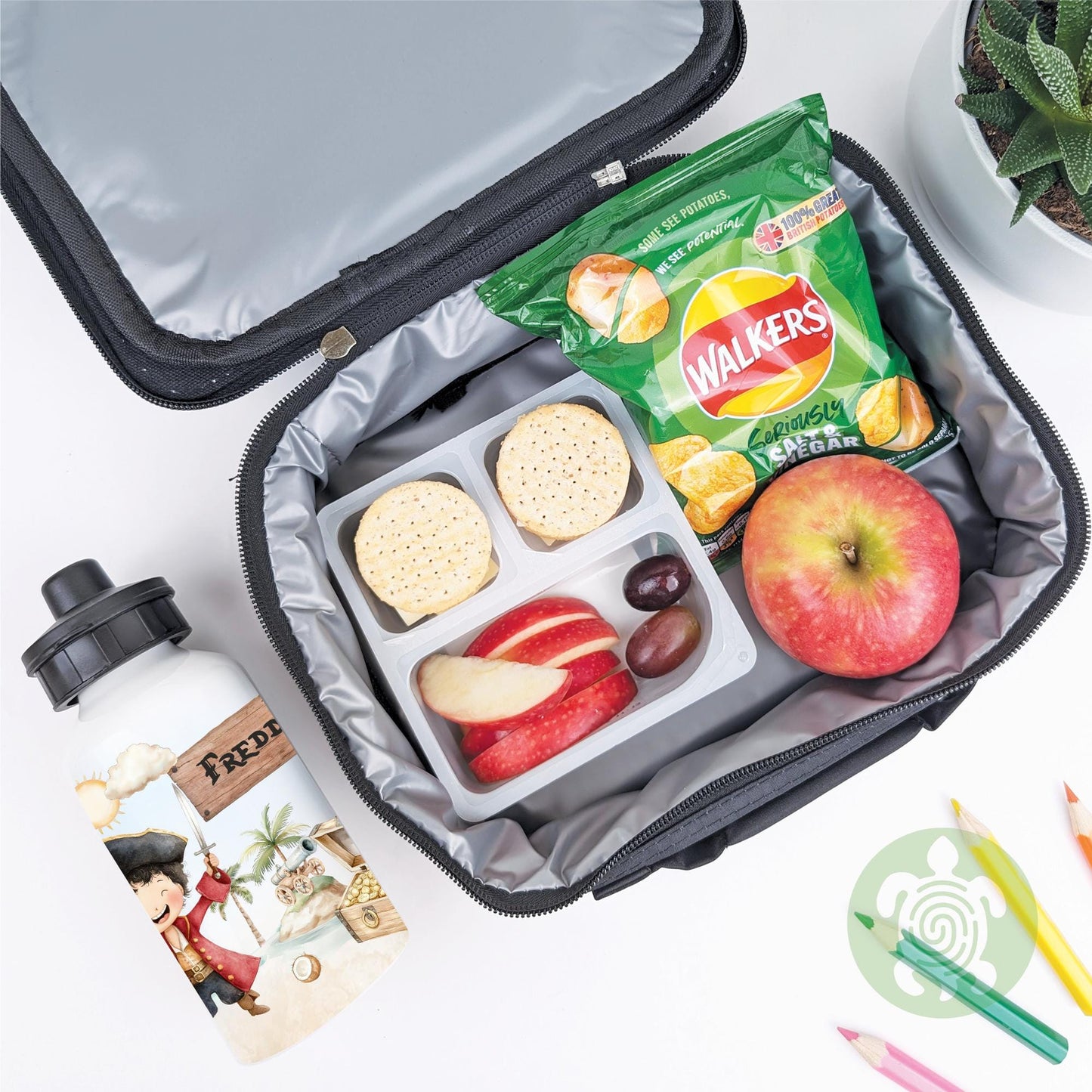 Personalised Pirate Lunch Bag, Snack Box & Water Bottle Set - Kids Lunch Bag - Boys Lunch Box - Kids Water Bottles - Boys back to school