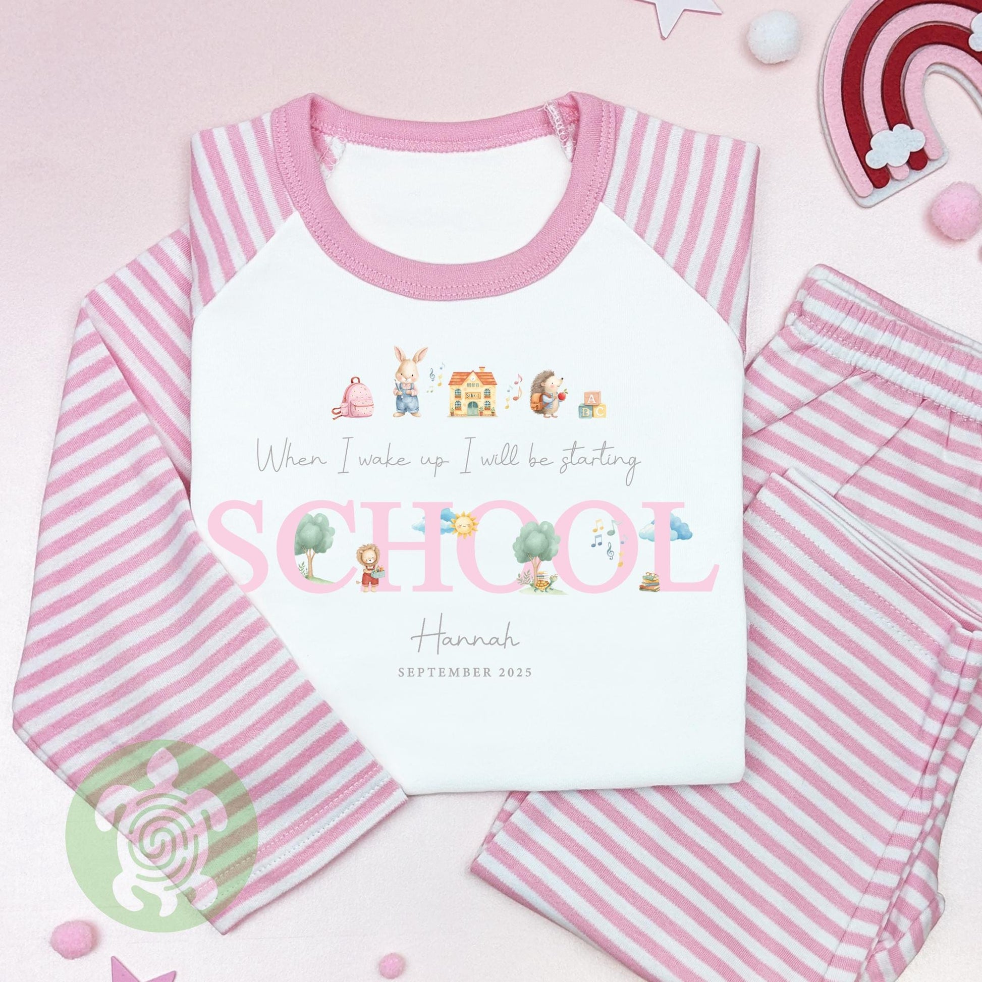 Personalised Starting School Animals Childrens' outfit, Back to School, First day of School, Custom Clothing Set, Tight-fitting style