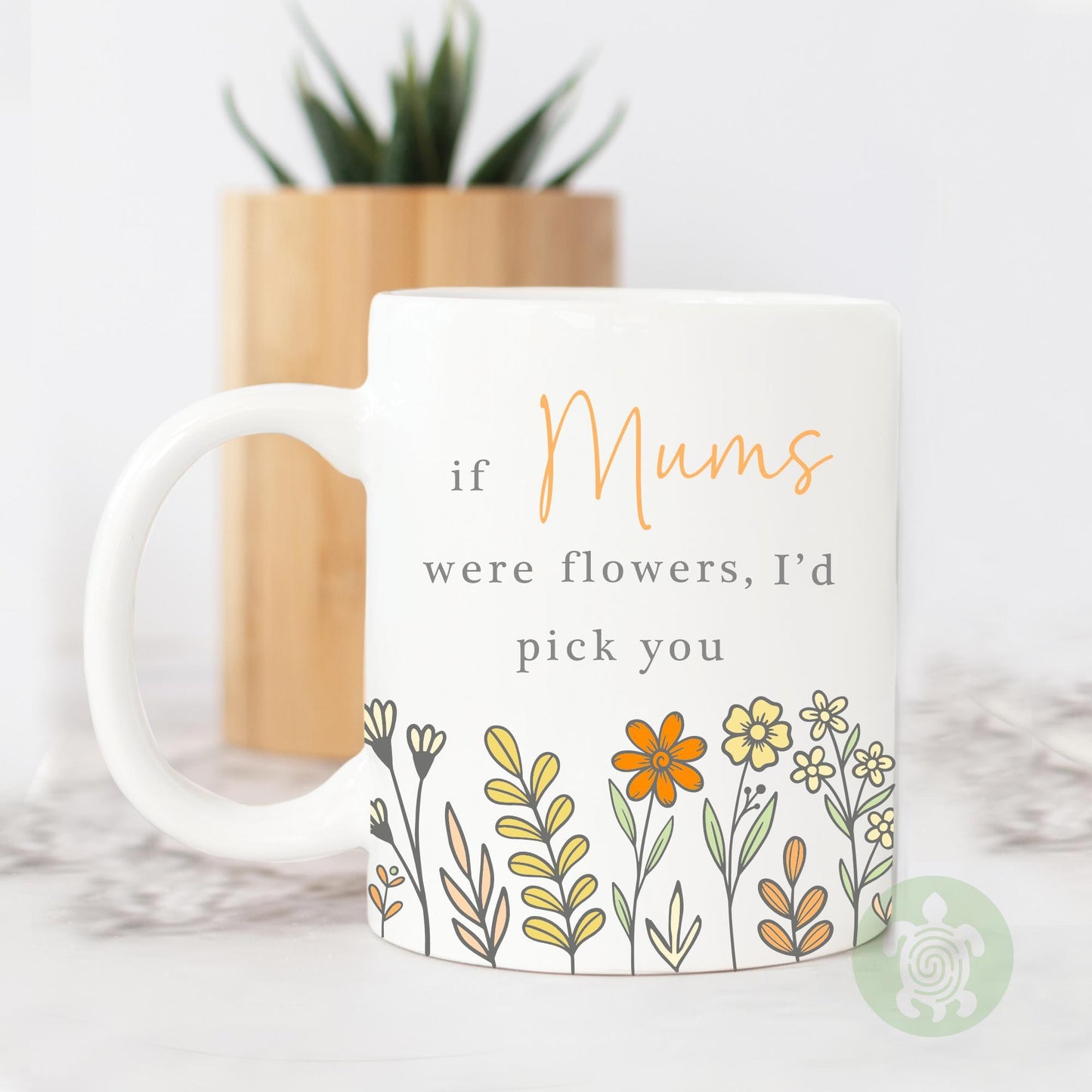 Personalised If ... Were Flowers I'd Pick You, Mug and Coaster Gift, Gifts for Mums Nanny, Gifts for Auntie, Memory, Keepsake, Present