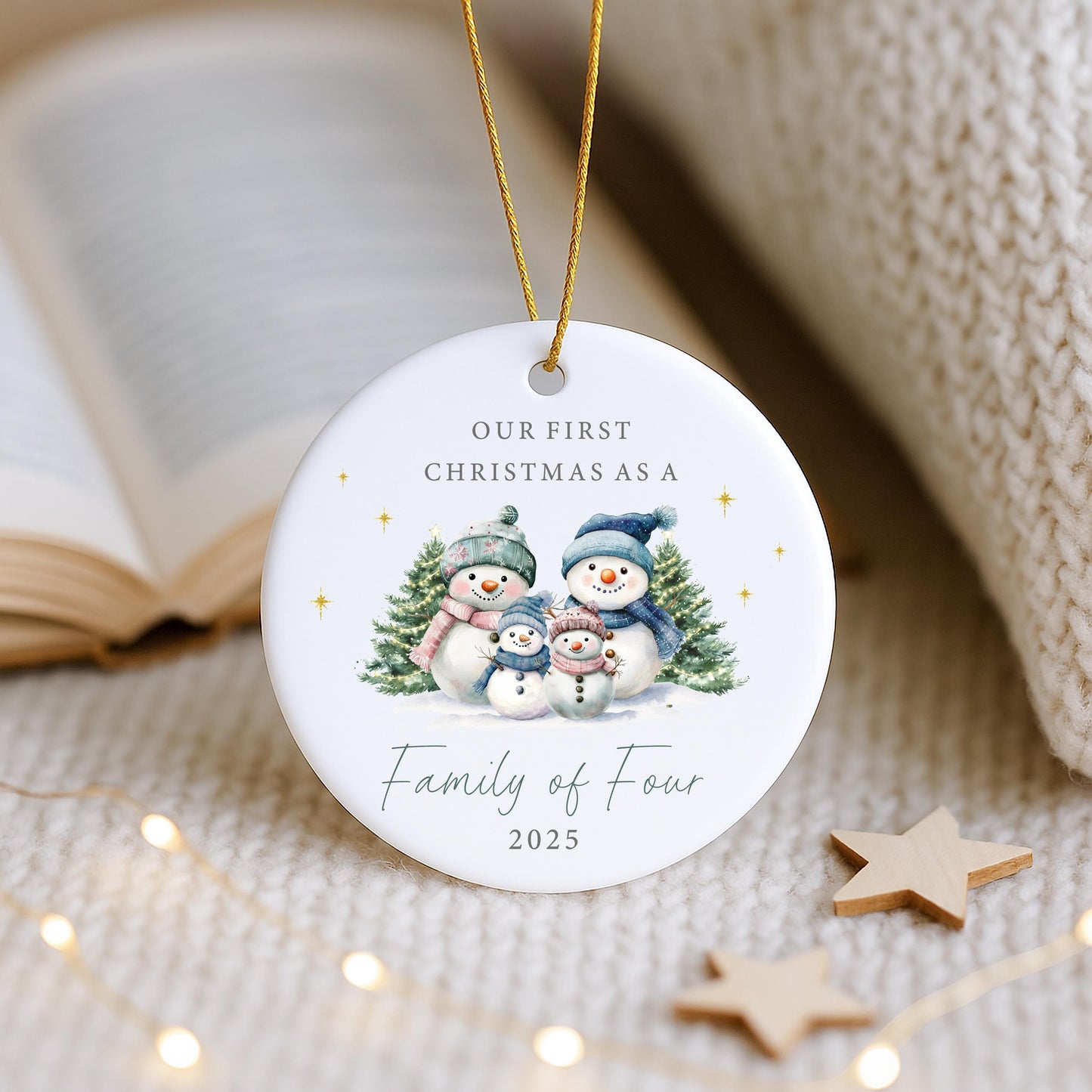 Snowman First Christmas as a Family Ornament | Ceramic Bauble | New Baby Bauble | 1st Xmas Tree Decoration | Keepsake 2025 | Family Xmas