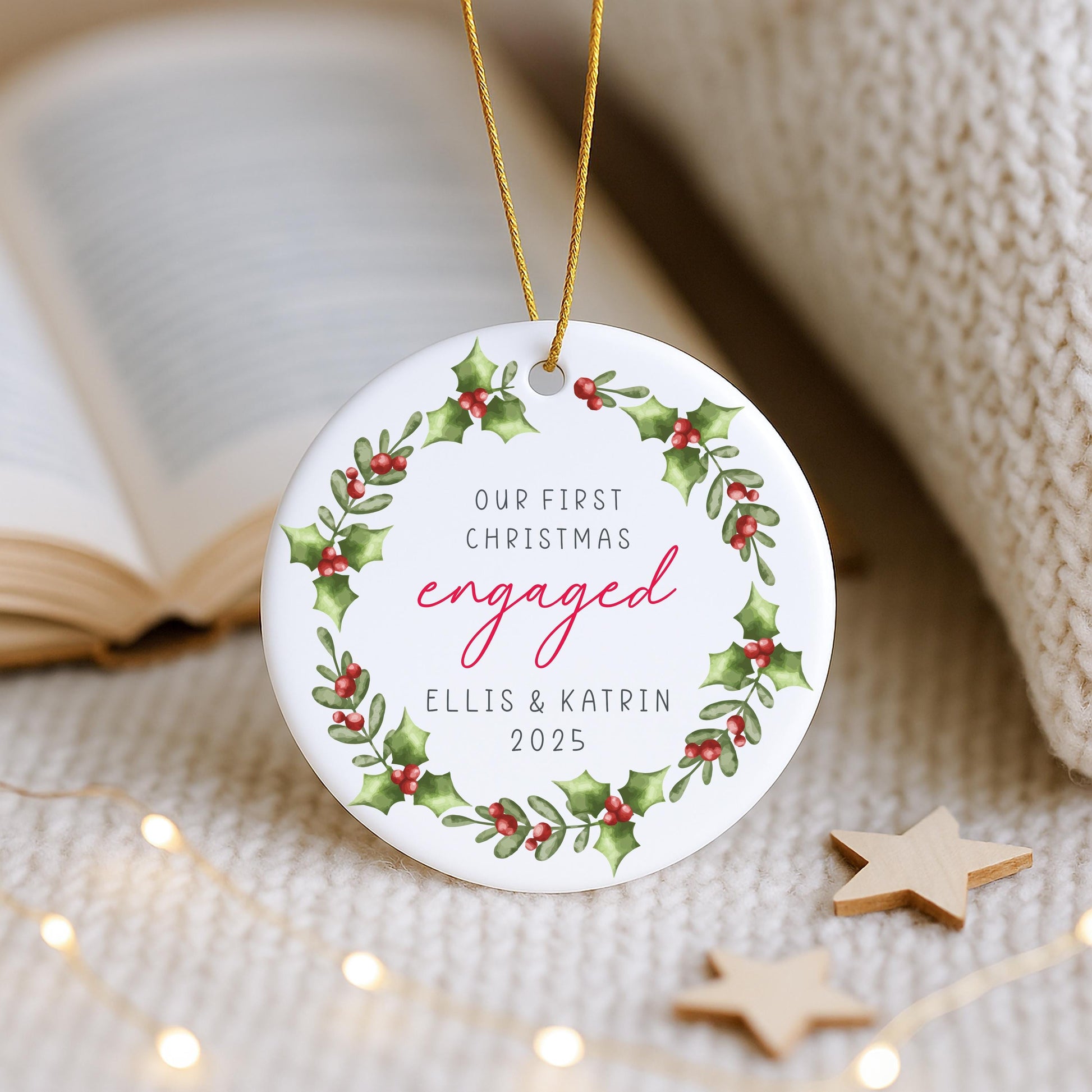 Personalised Our First Christmas Engaged Bauble | Ceramic Decoration | Couple Christmas Keepsake | Engagement Keepsake | Xmas Tree Ornament