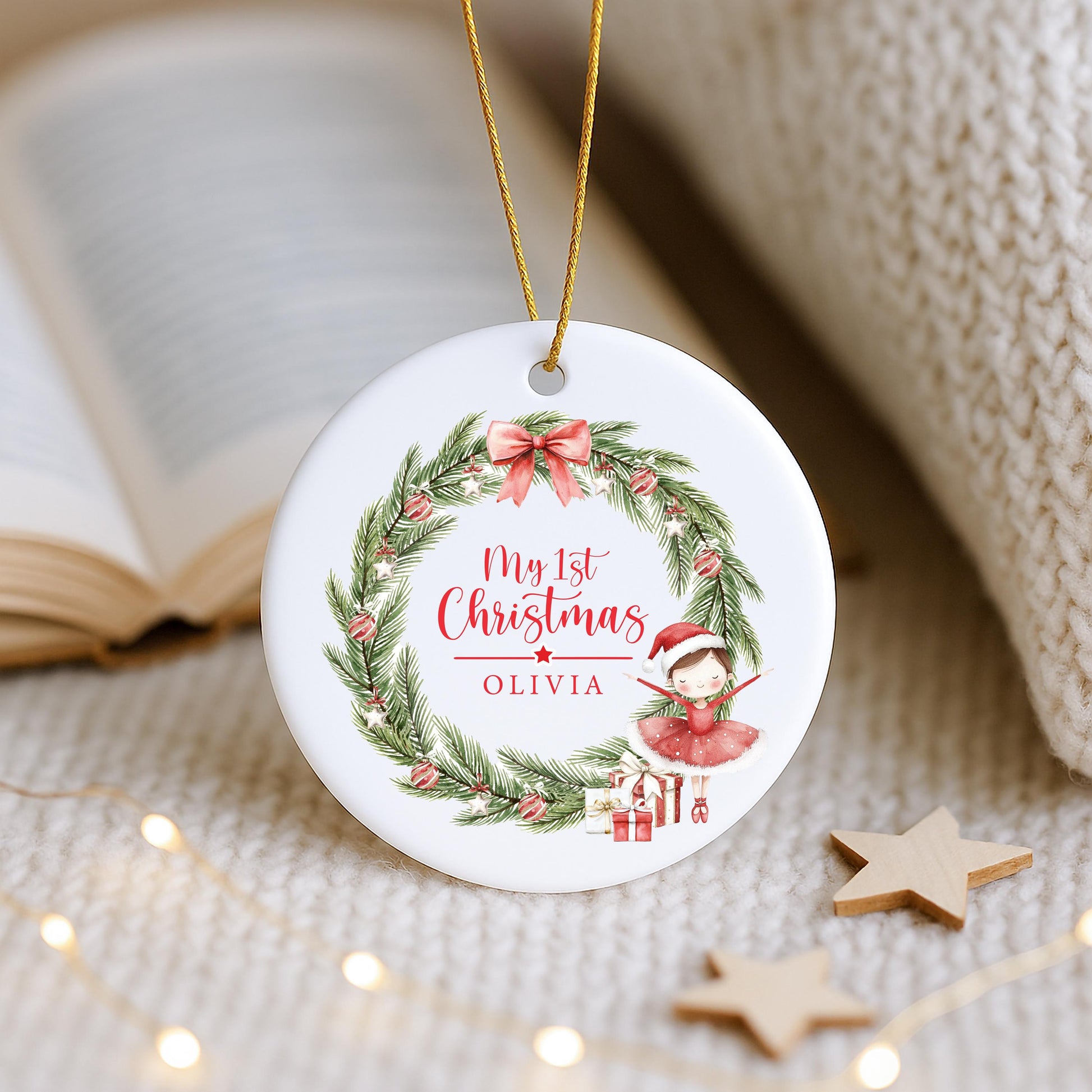 Personalised Ballerina Merry Christmas Ornament | Ceramic Bauble | Custom Newborn Gift | 1st Xmas Tree Decoration | First Keepsake 2025