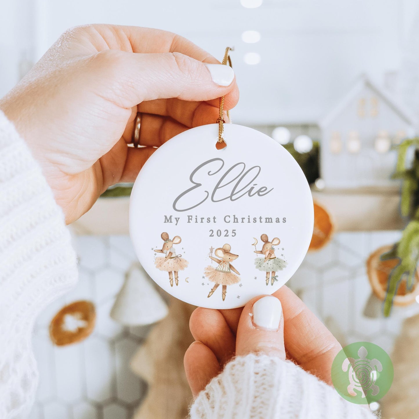 Personalised Sparkle Mouse Merry Christmas Ornament | Ceramic Bauble | Custom Newborn Gift | 1st Xmas Tree Decoration | First Keepsake2025