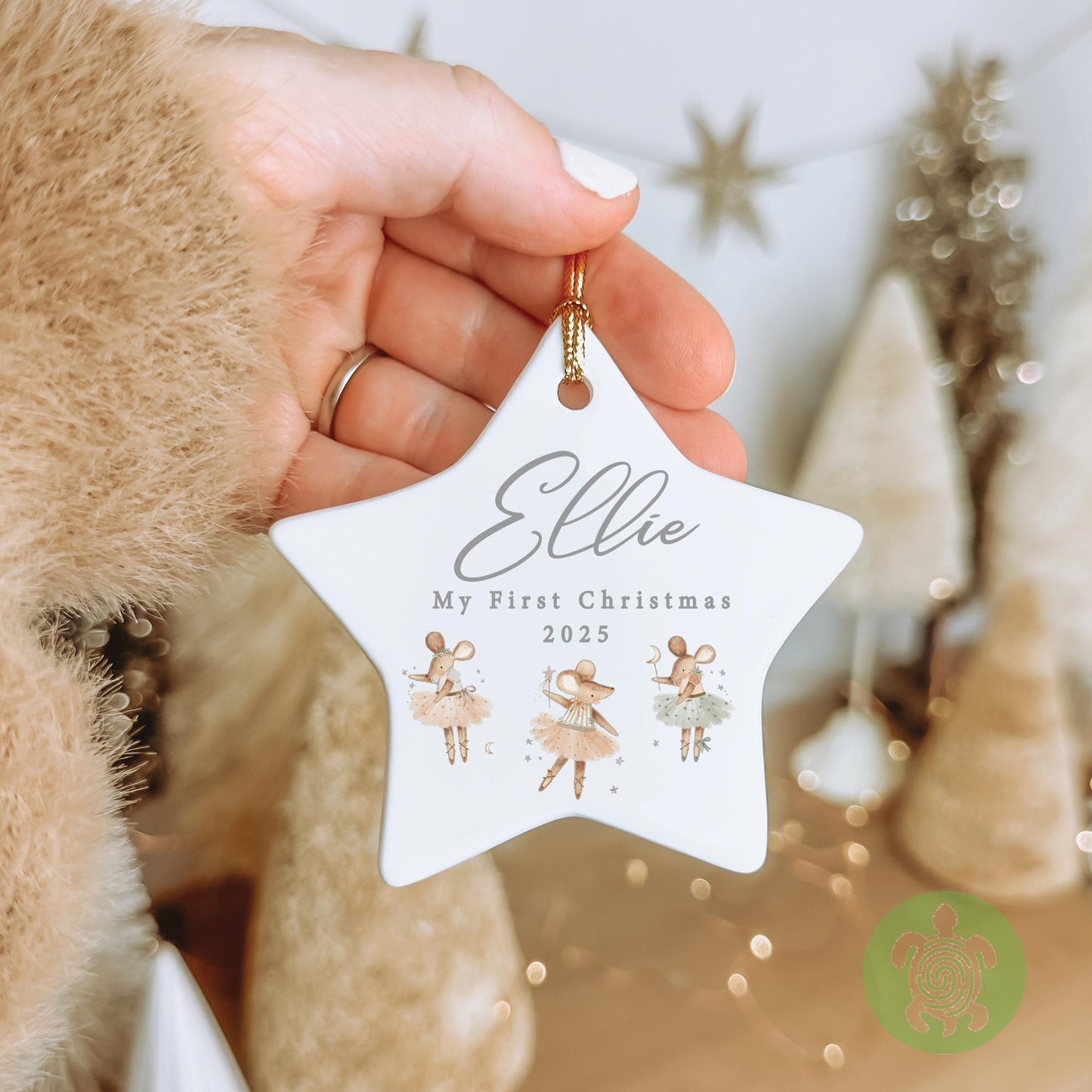 Personalised Sparkle Mouse Merry Christmas Ornament | Ceramic Bauble | Custom Newborn Gift | 1st Xmas Tree Decoration | First Keepsake2025