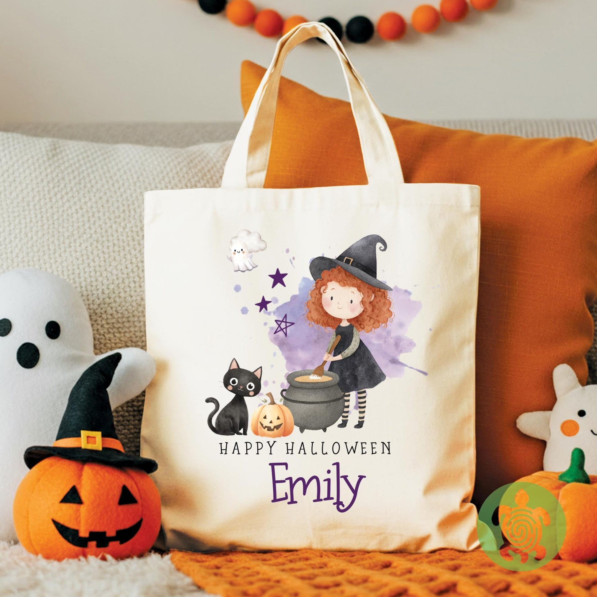 Personalised Girls Happy Halloween Tote Bag, Trick or Treat, Present Gift Kids, Spooky Scary, Pumpkin Accessory, Boo Bags, Custom Sweet Bag