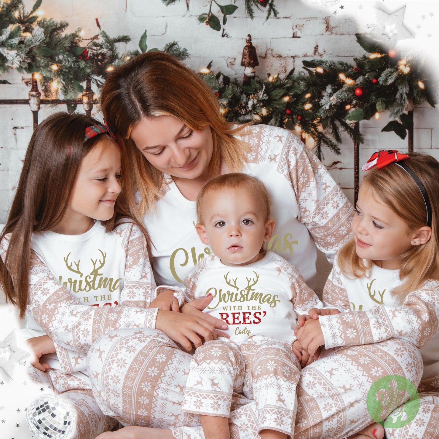 Luxury Personalised Matching Family Christmas With The.. , Natural Festive Pattern, Personalised Adults Xmas Eve Set, Tight-fitting style