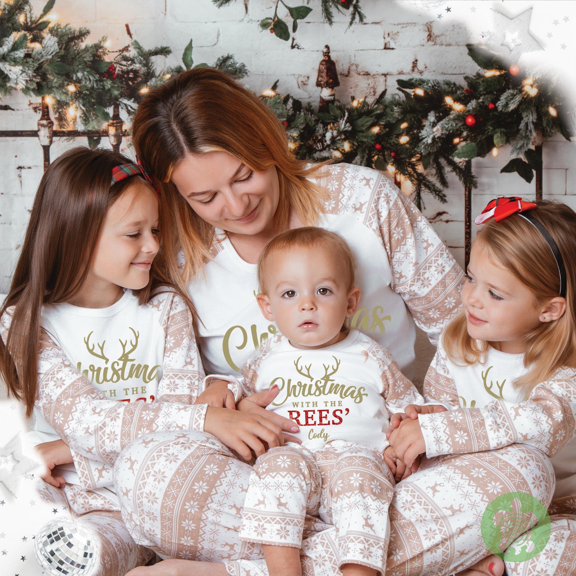 Luxury Personalised Matching Family Christmas With The.. , Natural Festive Pattern, Personalised Adults Xmas Eve Set, Tight-fitting style