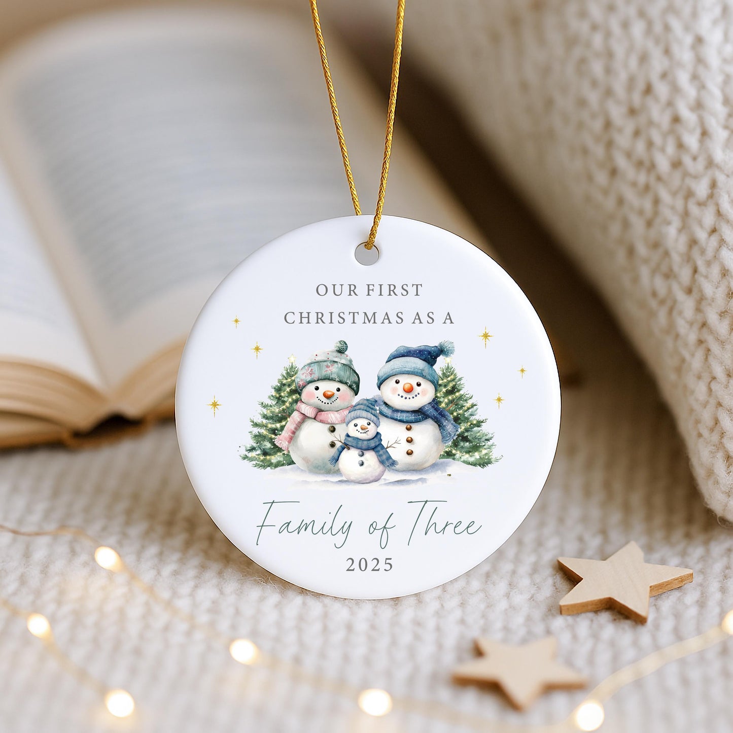 Snowman First Christmas as a Family Ornament | Ceramic Bauble | New Baby Bauble | 1st Xmas Tree Decoration | Keepsake 2025 | Family Xmas