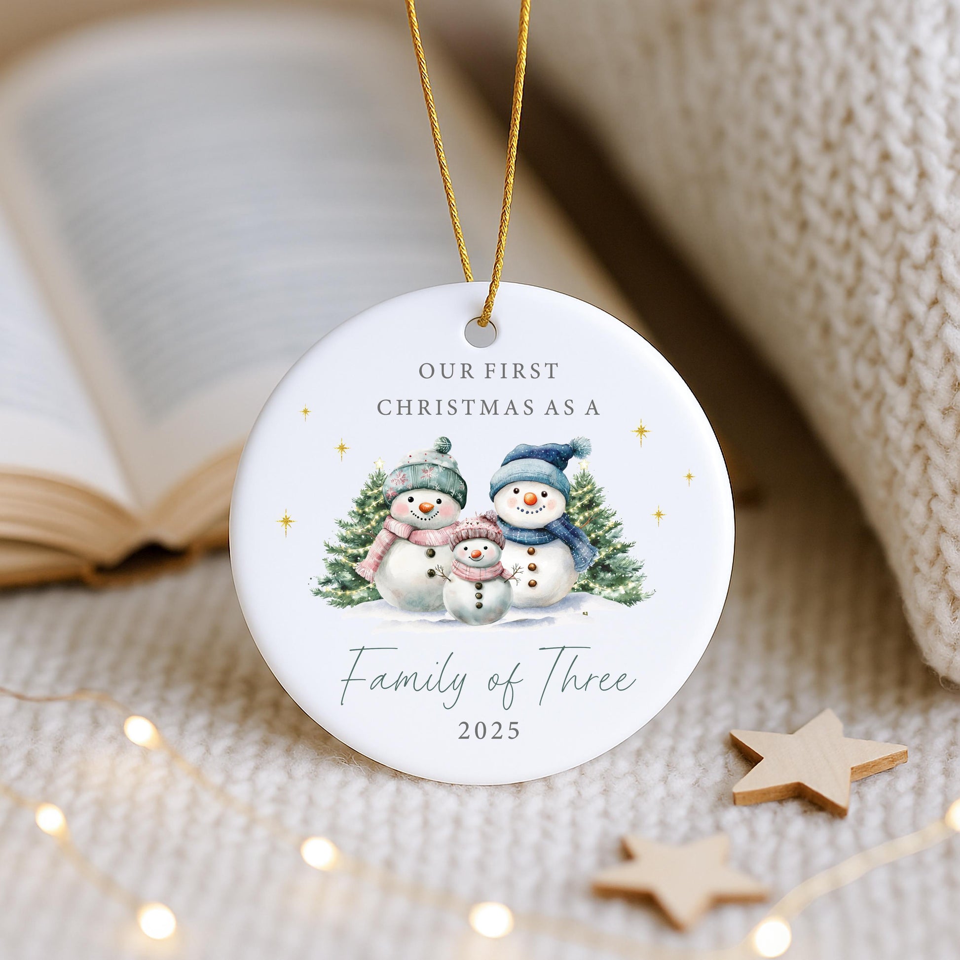 Snowman First Christmas as a Family Ornament | Ceramic Bauble | New Baby Bauble | 1st Xmas Tree Decoration | Keepsake 2025 | Family Xmas