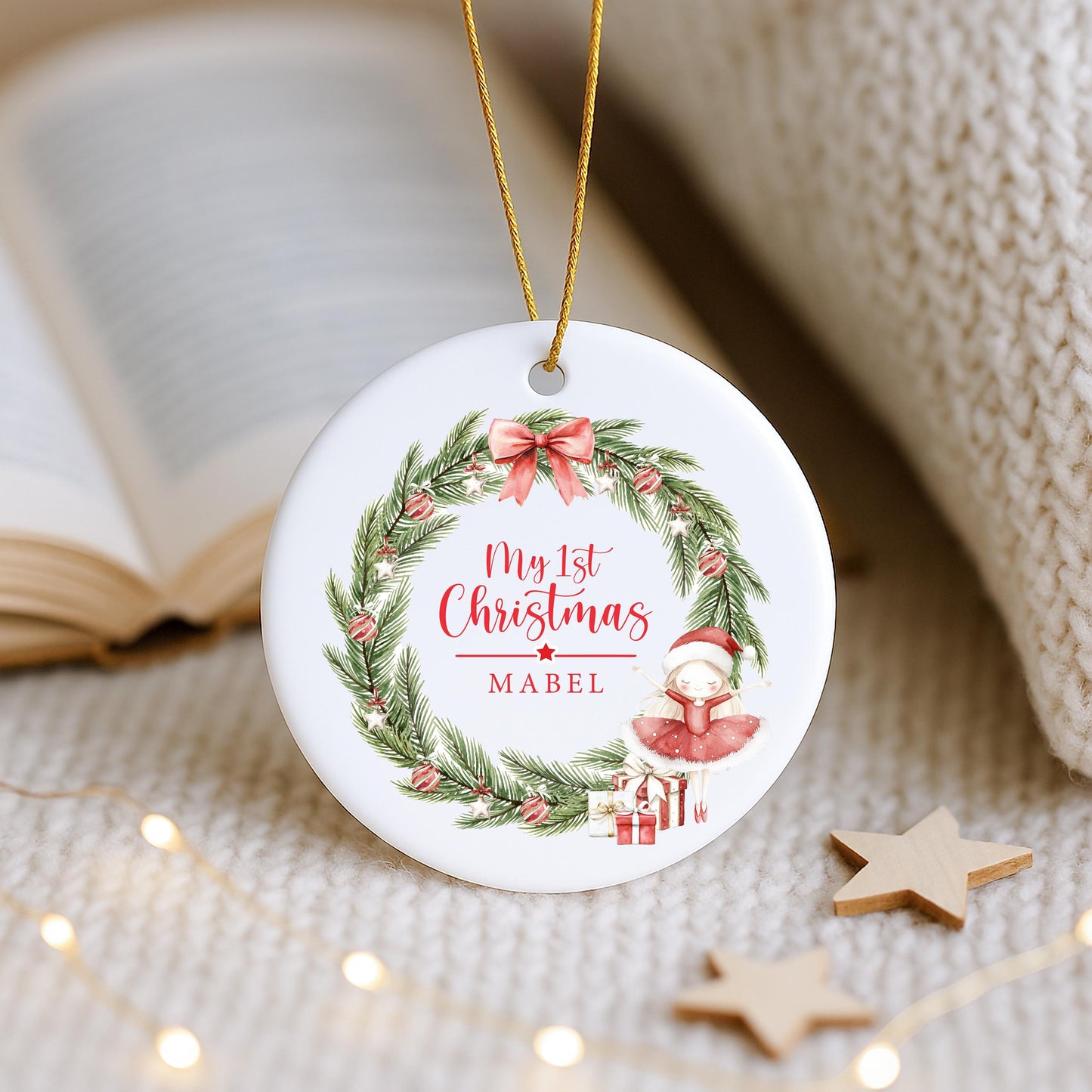 Personalised Ballerina Merry Christmas Ornament | Ceramic Bauble | Custom Newborn Gift | 1st Xmas Tree Decoration | First Keepsake 2025