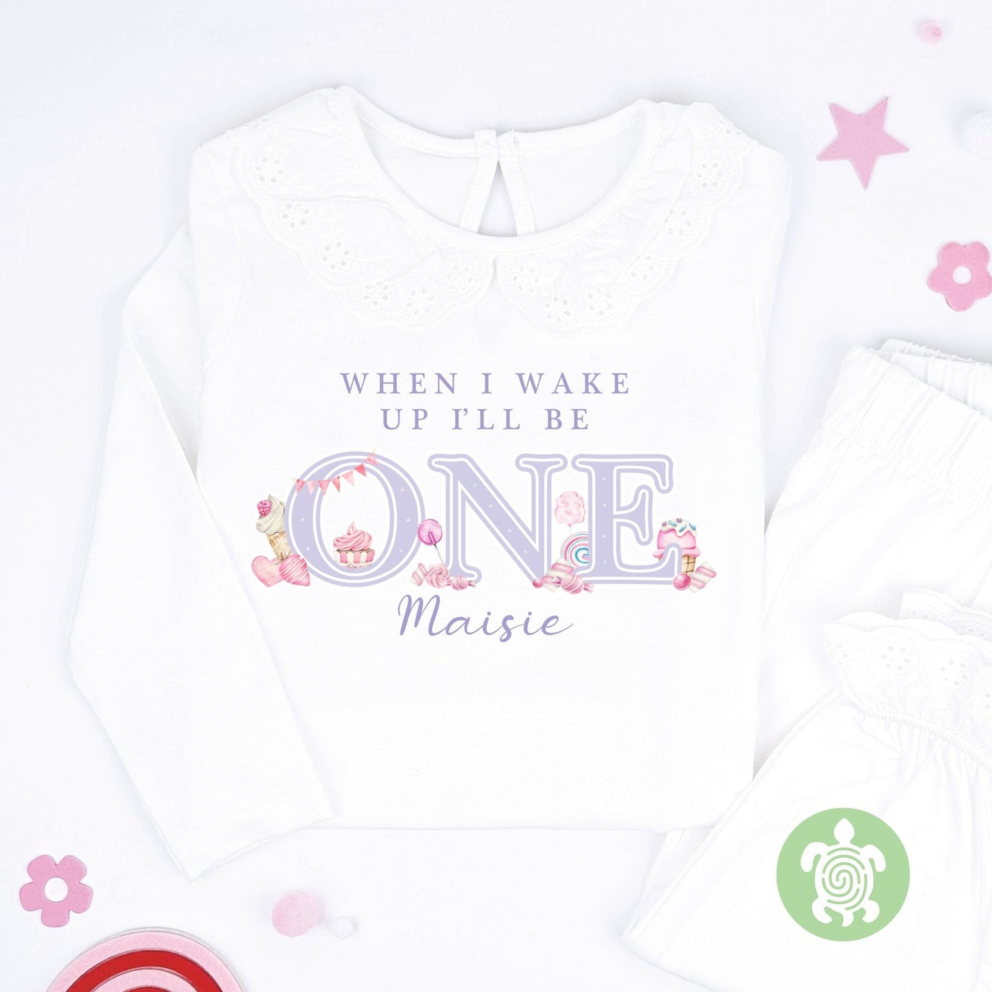 Watercolour Pink Purple Sweets Any Age Birthday Pyjamas, Children Toddler, Personalised Pjs Gift, Birthday Girl Pyjamas, 1st 2nd Birthday