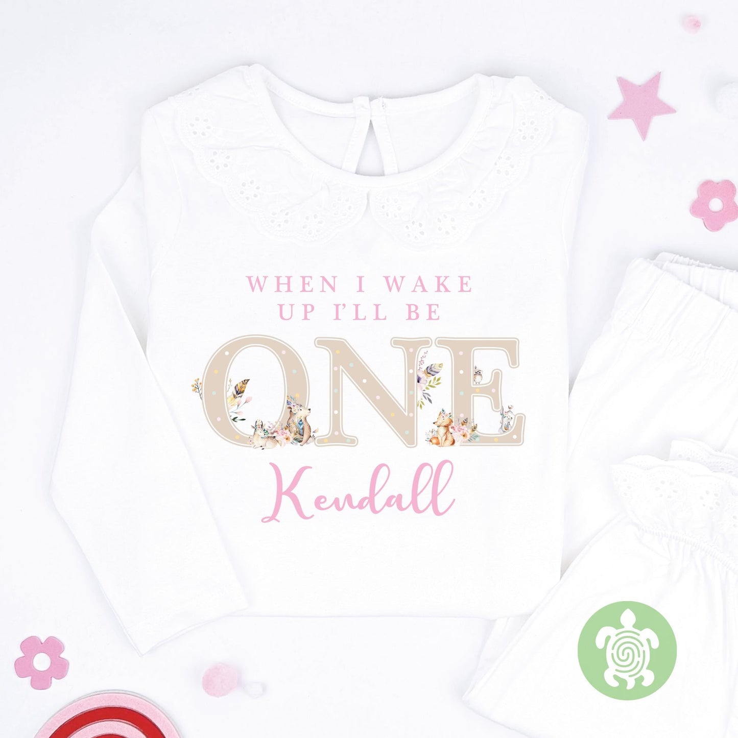 Woodland Bohemian Pink 1st 2nd 3rd Birthday Pyjamas, Personalised Floral Pj's, First Second Third Birthday, When I Wake Up Girly Pyjamas
