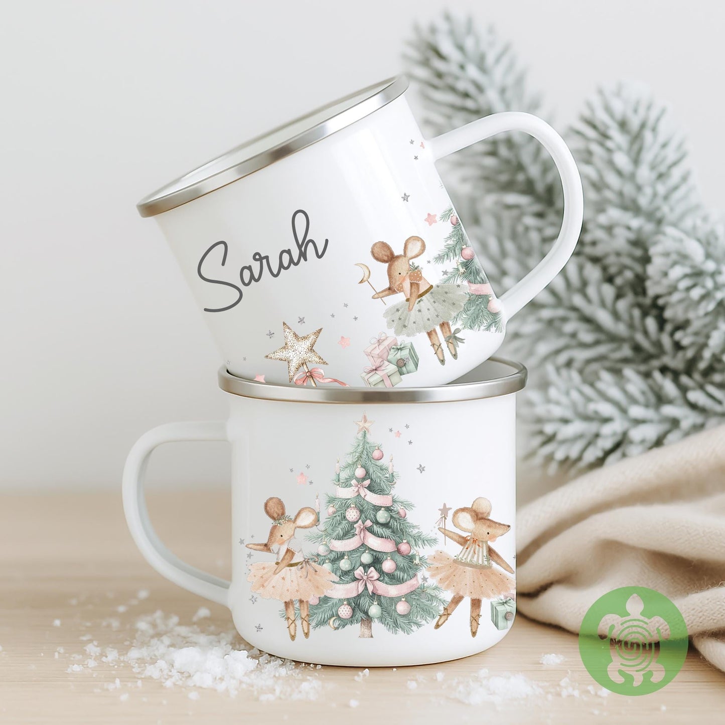 Personalised Children's Sparkle Mouse Mug, Xmas Gift Idea, Children's Enamel Mug, Christmas Hot Chocolate, Kids Mug, Christmas Eve Filler