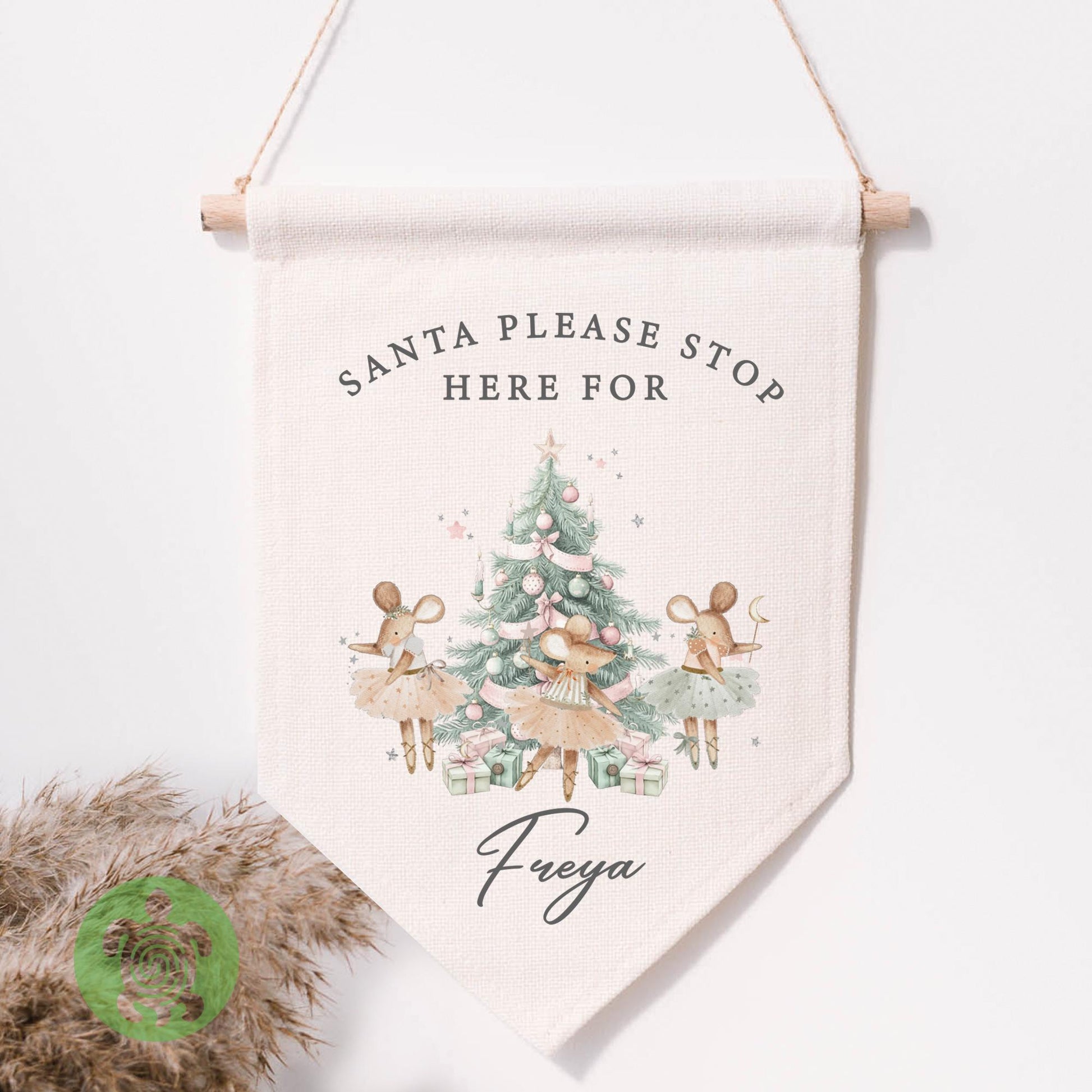 Personalised Children's Sparkle Mouse Festive Flag, Christmas Decorations, Family Christmas Gifts, First Christmas, Personalised Stockings