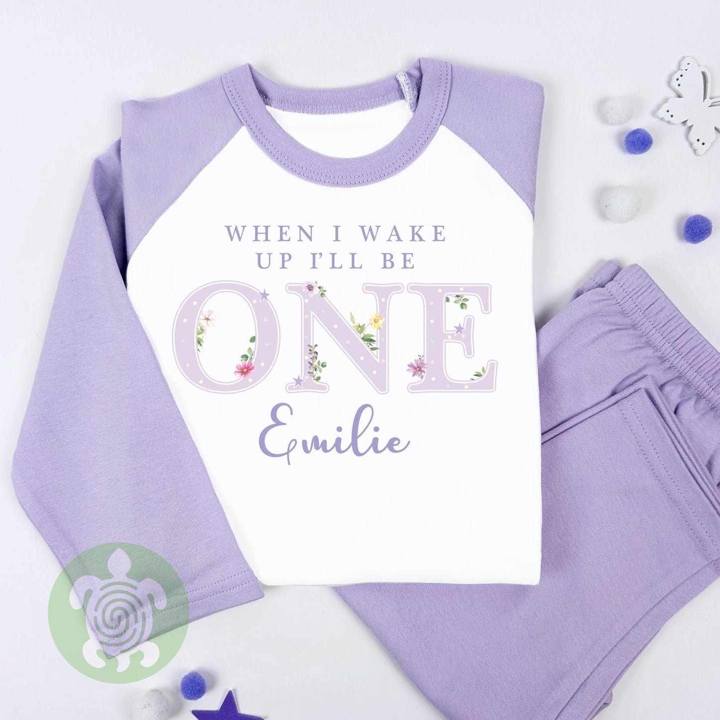 Princess Flowers 1st 2nd When I Wake Up I'll be One Two Personalised 1st Birthday Girl Ballerina Fairytail Pattern Pyjamas Birthday Gift