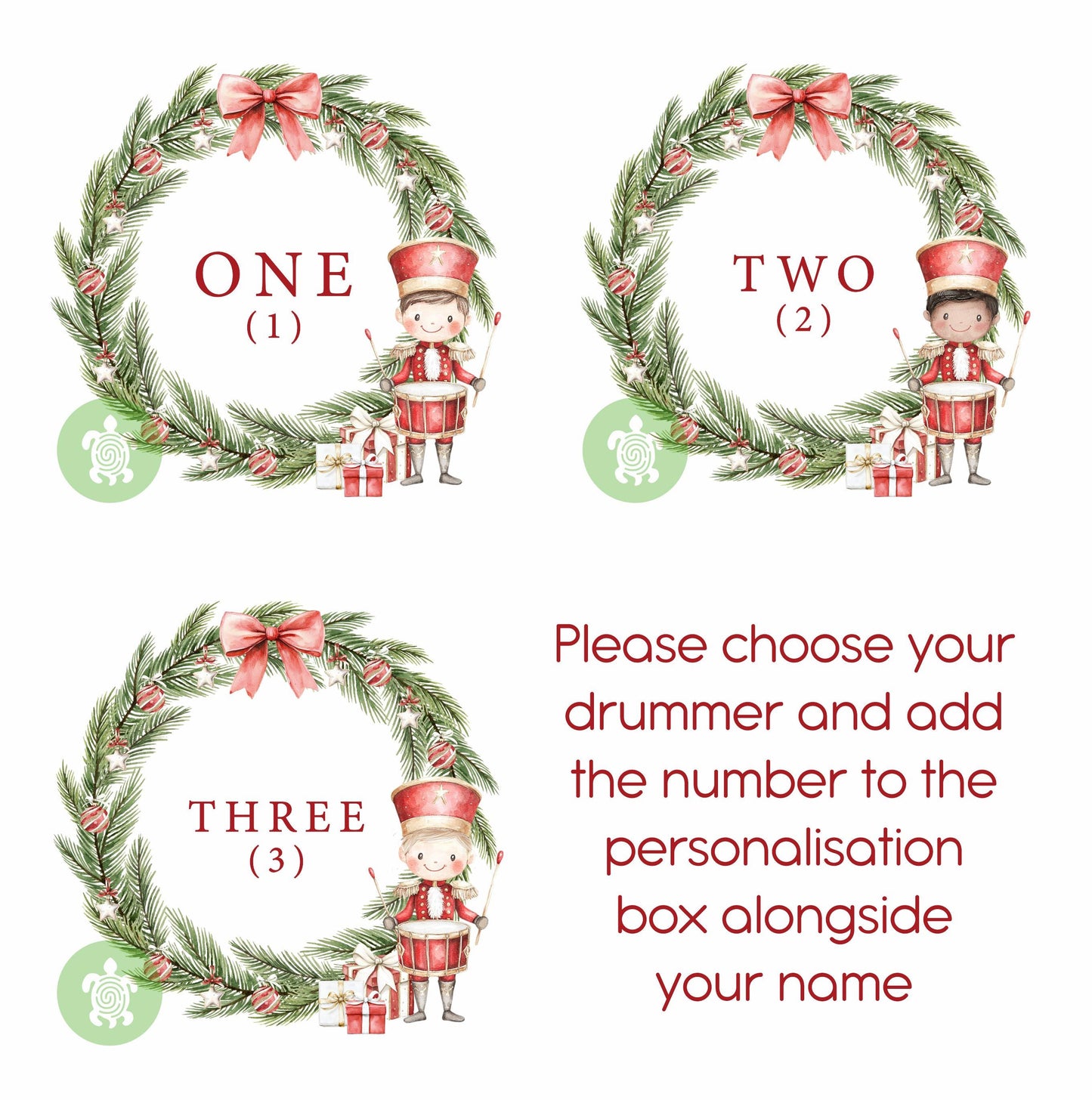 Luxury Little Drummer Boy Wreath Merry Christmas Festive, Red Festive Pattern, XMas Eve Set, Choose your Ballerina, Tight-fitting style