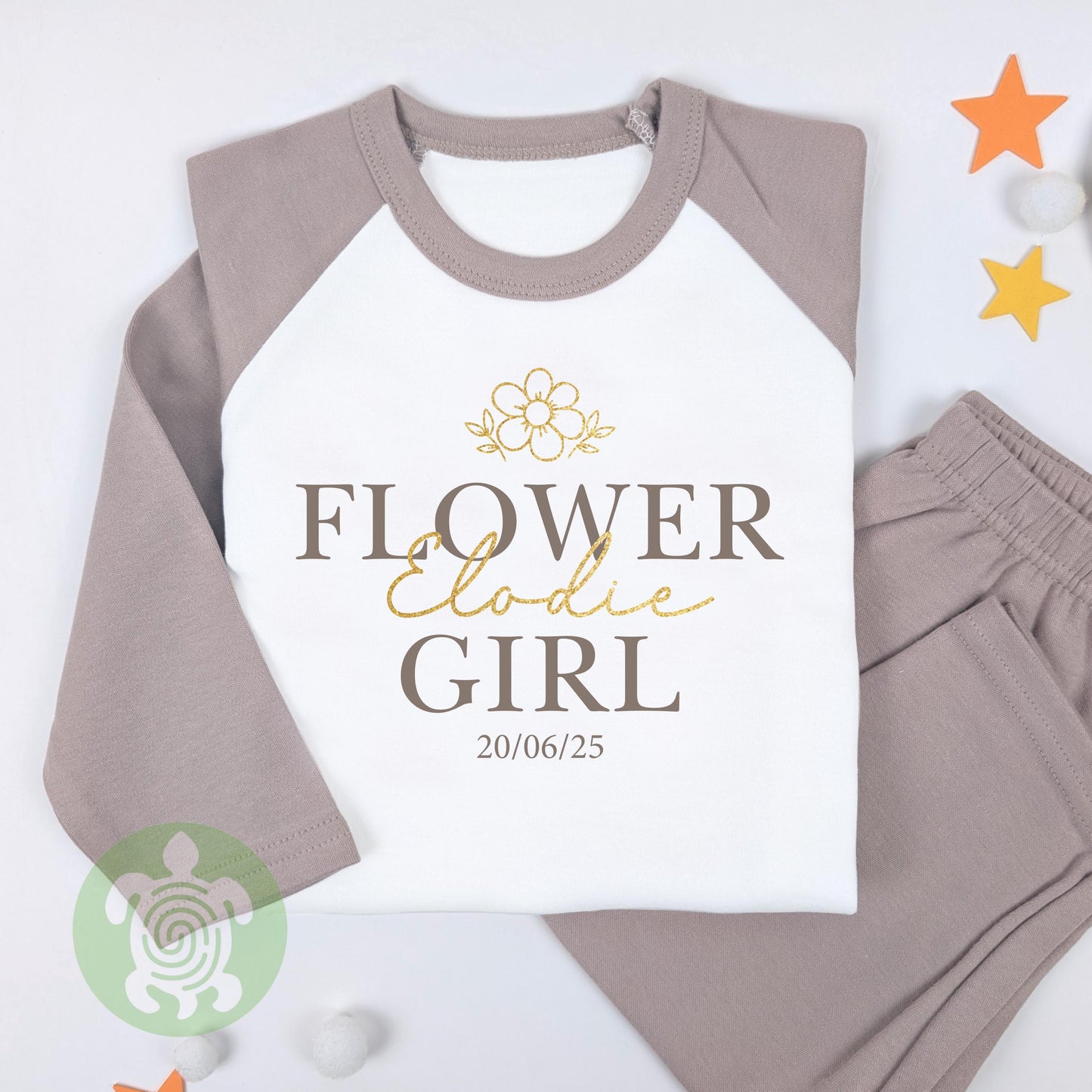 Flower Girl Bridesmaid Wedding Glitter Name flower, Special Occasion, Kids Outfit, Morning Set, Custom Cotton Clothing, Tight-fitting style
