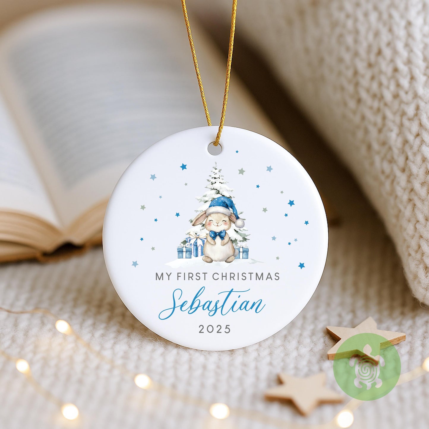 Personalised Little Bunny Baby's First Christmas Ornament | Ceramic Bauble | Custom Newborn Gift | 1st Xmas Tree Decoration | Keepsake 2025