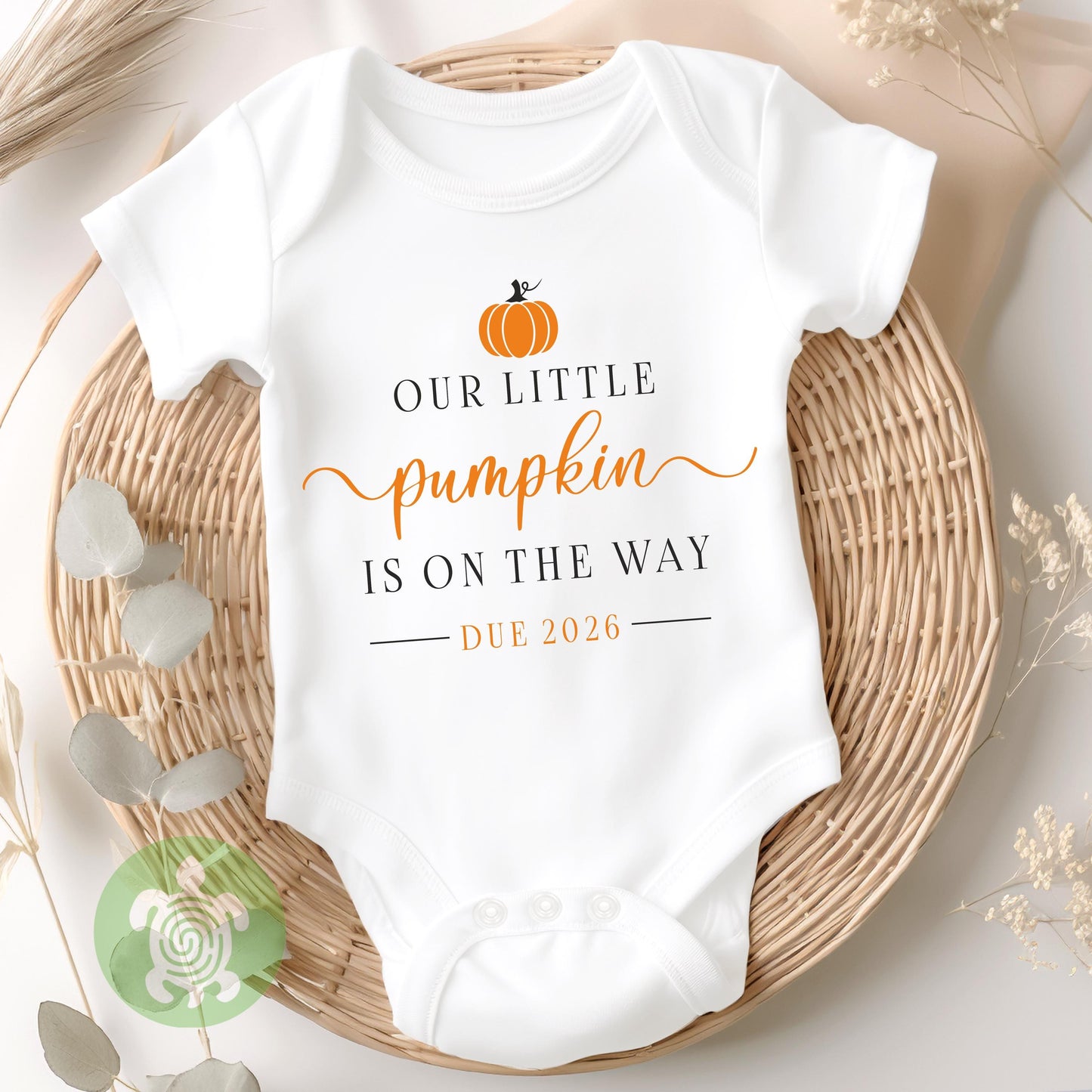 Little Pumpkin Autumn Pregnancy Announcement | Unisex White Babygrow | Bodysuit | Gift Baby Shower | Halloween Announcement | Fall Pregnancy