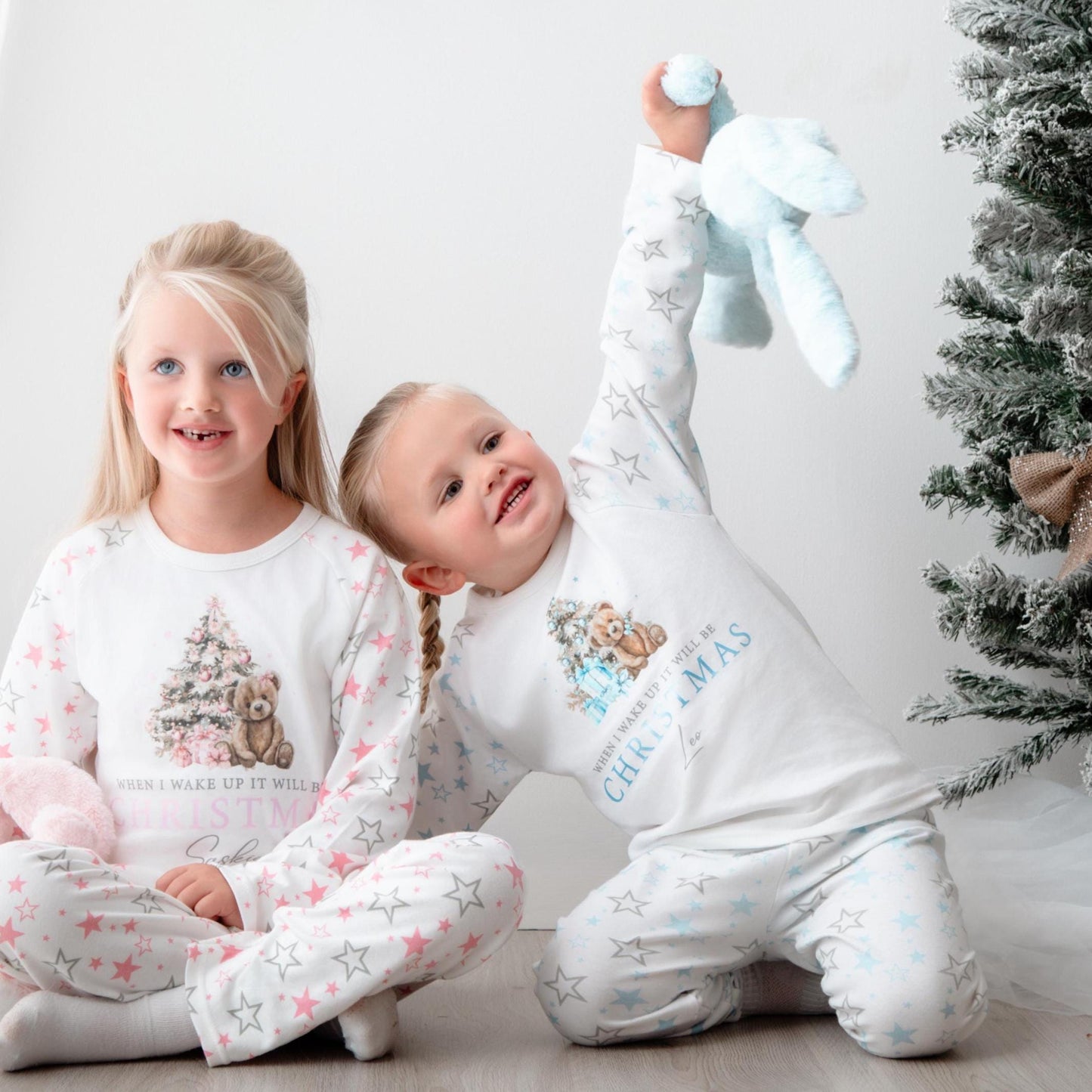 Luxury Pink Teddy When I Wake Up It Will Be Christmas, Pink Festive, Xmas Set, Tight-fitting style, Christmas Eve Outfit, Festive Gift