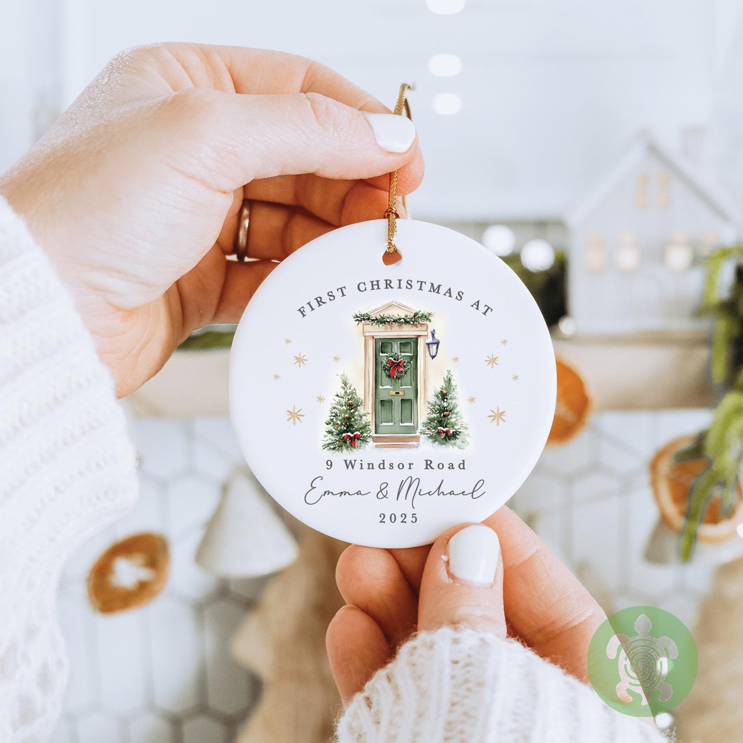 Personalised First Christmas At New Home Door Bauble | Ceramic Decoration | Couple Christmas Keepsake | First Christmas New Home | Xmas Tree