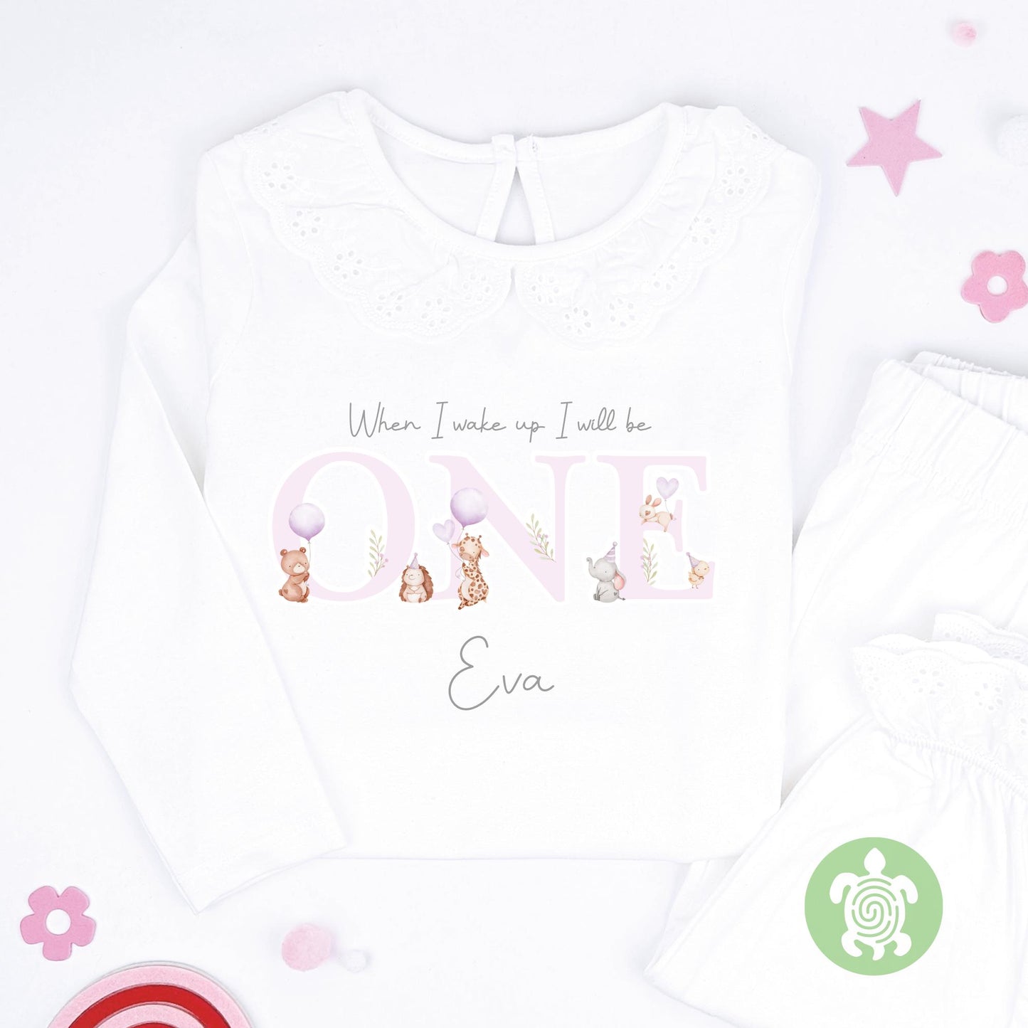 Purple Animals Any Age When I Wake Up Personalised Kids Outfit, Birthday Morning Set, Custom Name Cotton Clothing Set, Tight-fitting style
