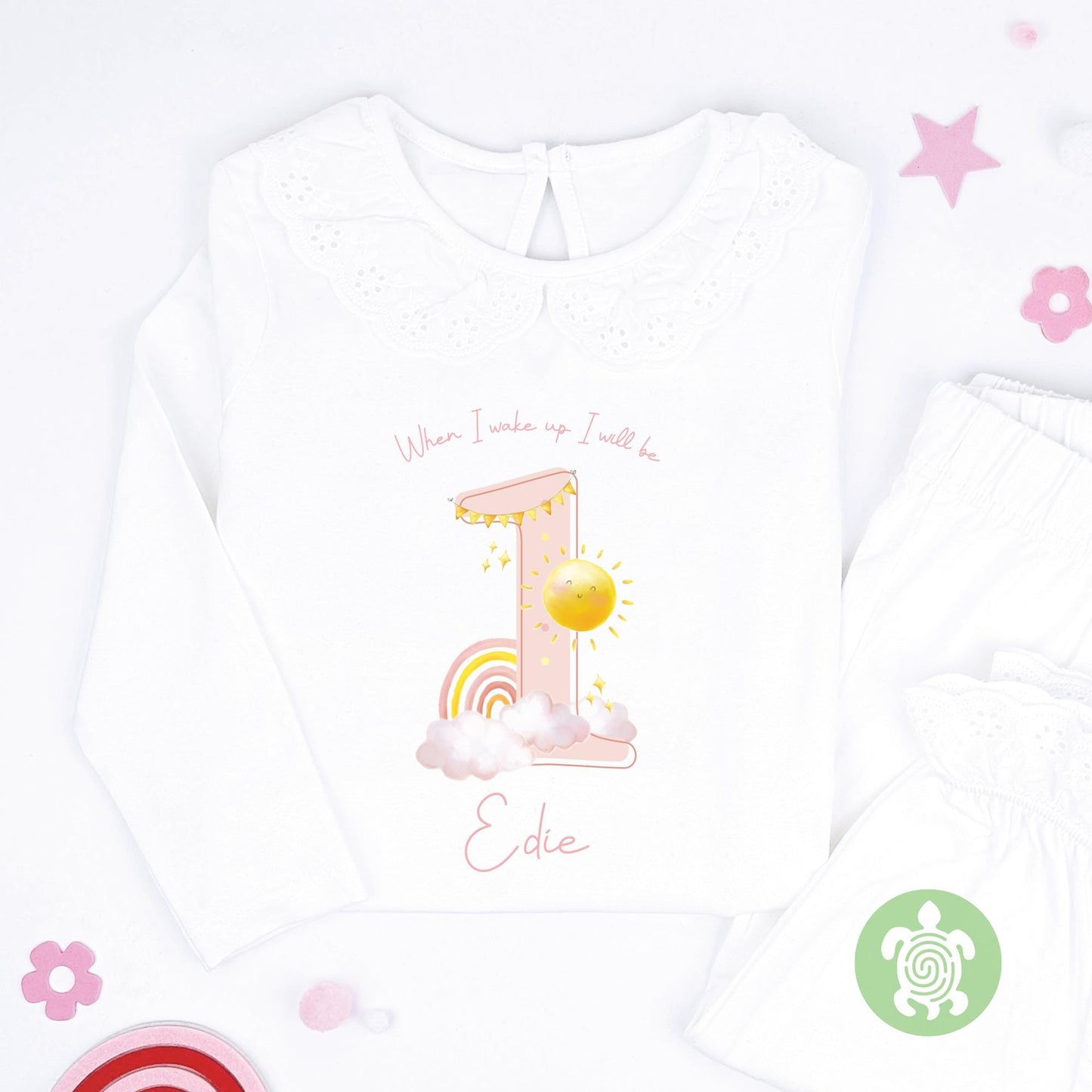 Personalised Pink Sunshine Any Age Birthday, Girl Pyjamas, When I Wake Up I'll Be Birthday, Trip Around the Sun Pjs, Birthday Nightwear PJs