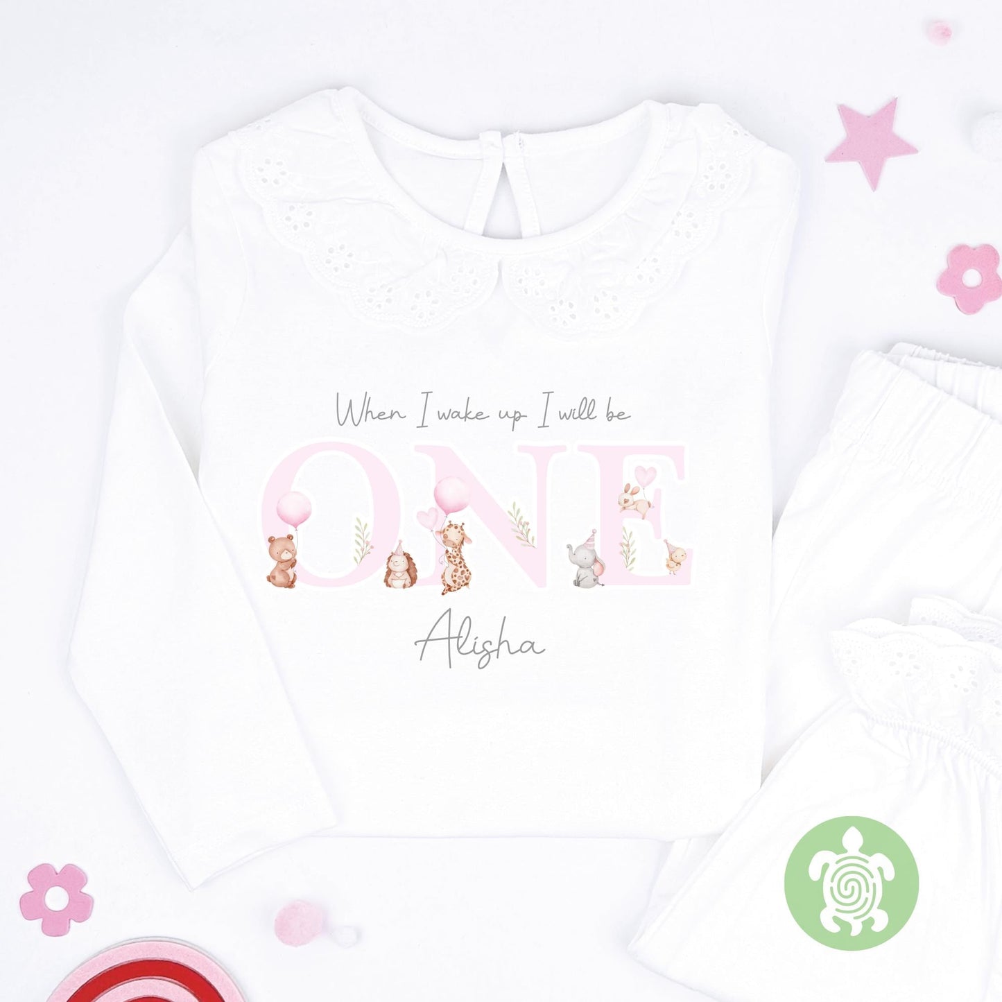 Pink Animals Birthday Party Personalised Birthday Pyjamas,Any Age, When I Wake Up I'll Be Birthday, Birthday Nightwear, Girl Birthday Outfit