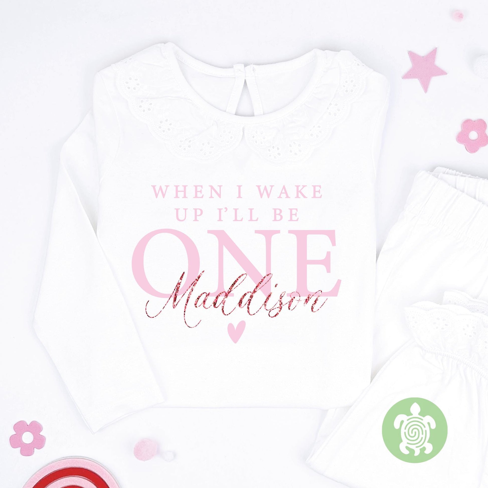 Cute Baby Pink Birthday Rose Gold Glitter Personalised Kids Outfit, Birthday Morning Set Custom Name Cotton Clothing Set Tight-fitting style