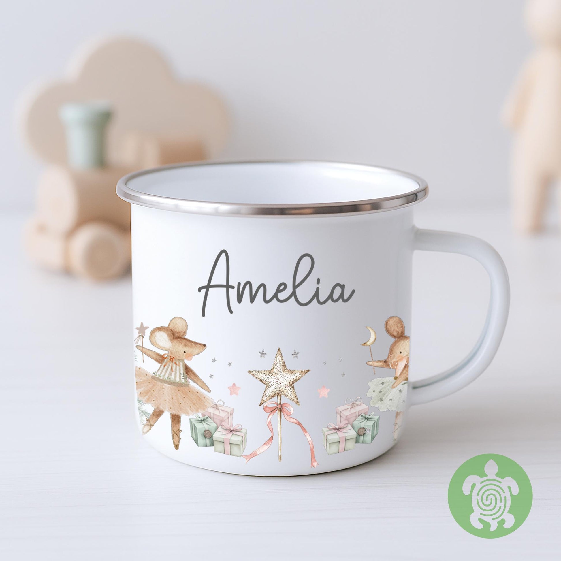 Personalised Children's Sparkle Mouse Mug, Xmas Gift Idea, Children's Enamel Mug, Christmas Hot Chocolate, Kids Mug, Christmas Eve Filler