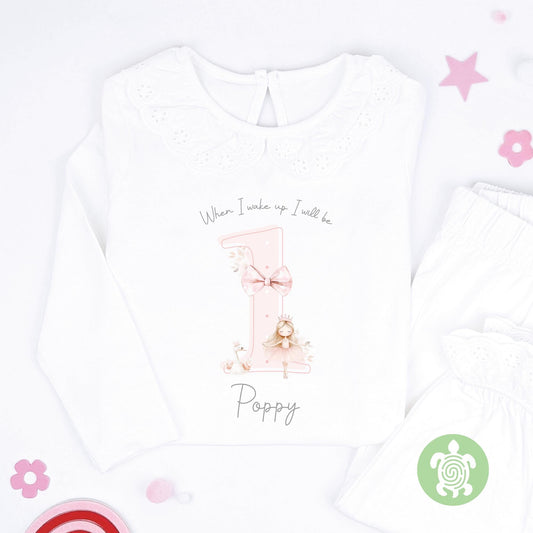 Ballerina Pink Shadow Any Age Birthday Pyjamas, Children Toddler, Personalised Pyjamas Gift, Birthday Girl Pyjamas, 1st 2nd  Birthday Outfit