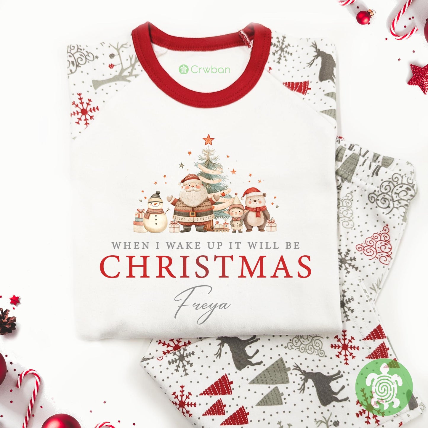 Luxury Red Cosy Christmas Santa Christmas Outfit, Festive Pattern, Personalised Clothing Set, Tight-fitting style, Christmas Eve Box