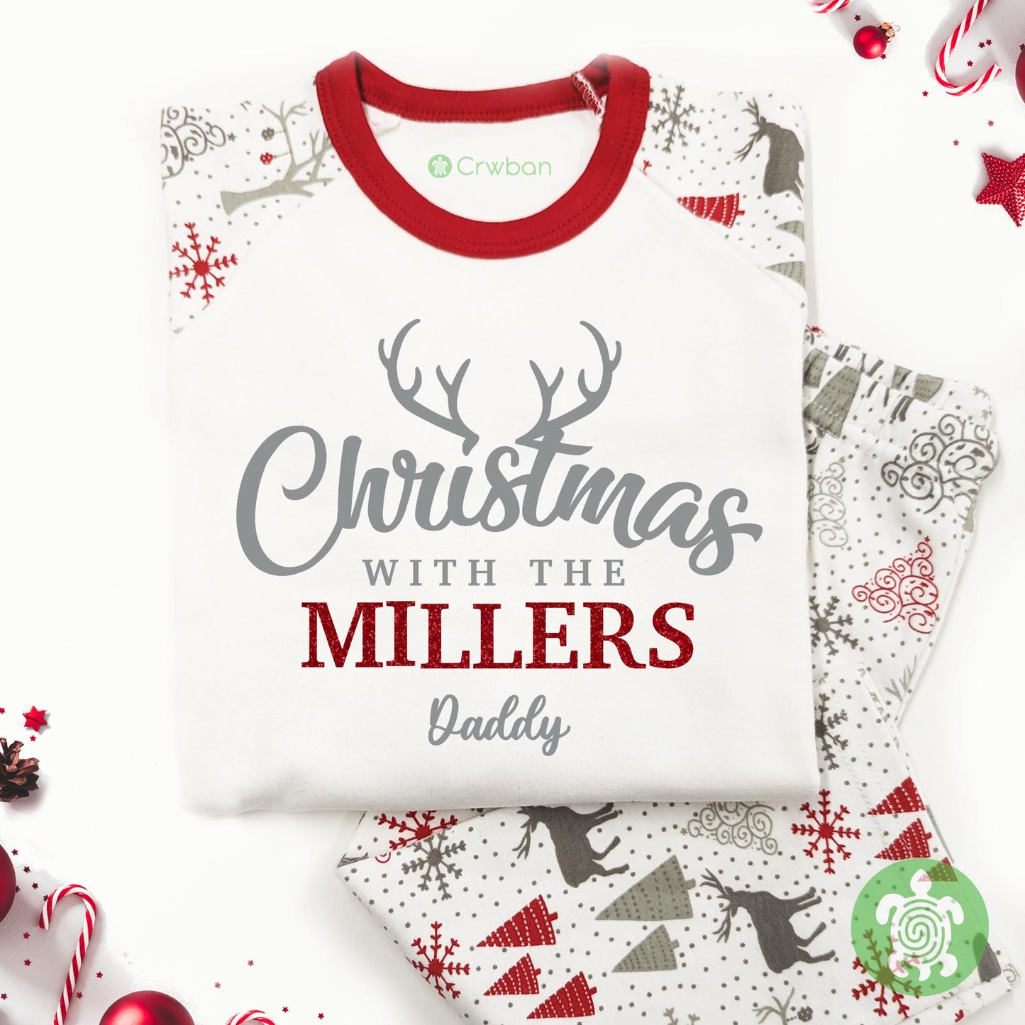 Luxury Christmas With The Matching Adults Family Christmas Outfit, Red Festive Pattern, Personalised Clothing Set, Tight-fitting style