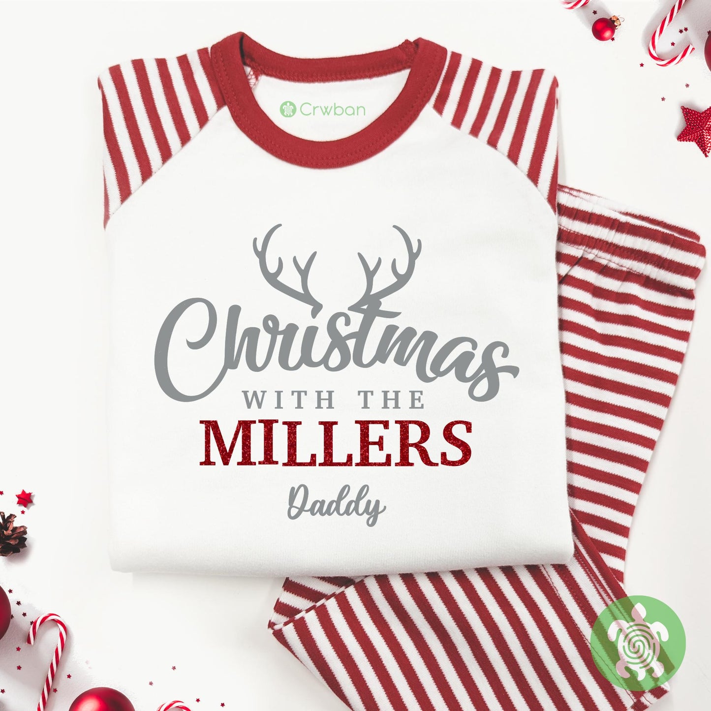 Luxury Christmas With The Matching Adults Family Christmas Outfit, Red Festive Pattern, Personalised Clothing Set, Tight-fitting style