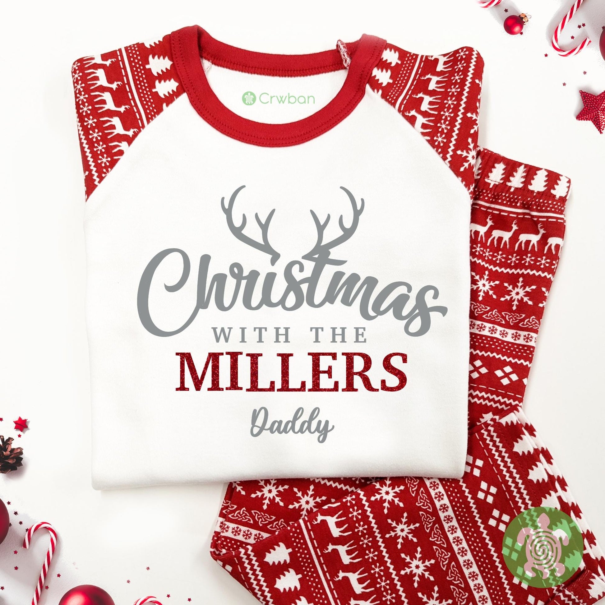 Luxury Christmas With The Matching Adults Family Christmas Outfit, Red Festive Pattern, Personalised Clothing Set, Tight-fitting style