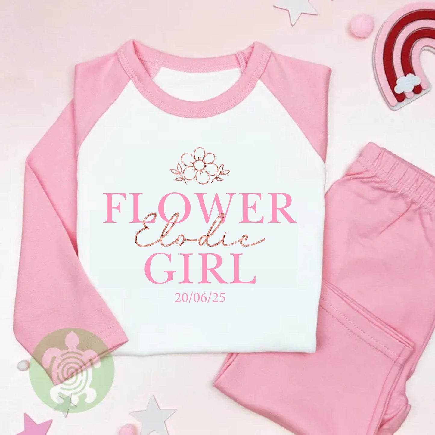 Flower Girl Bridesmaid Wedding Glitter Name flower, Special Occasion, Kids Outfit, Morning Set, Custom Cotton Clothing, Tight-fitting style