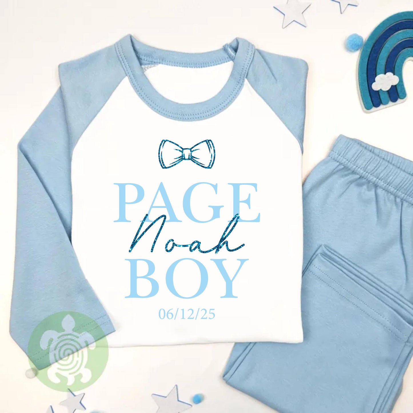 Page Boy Best Man Wedding Glitter Name Bow Tie, Special Occasion, Kids Outfit, Morning Set, Custom Cotton Clothing, Tight-fitting style