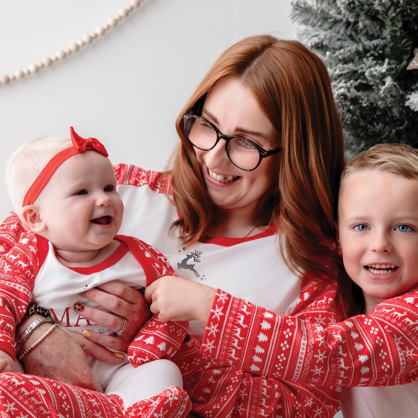 Luxury Believes Red Glitter Adults Christmas Matching Pyjamas, Festive Pattern, Personalised Clothing Set, Tight-fitting style